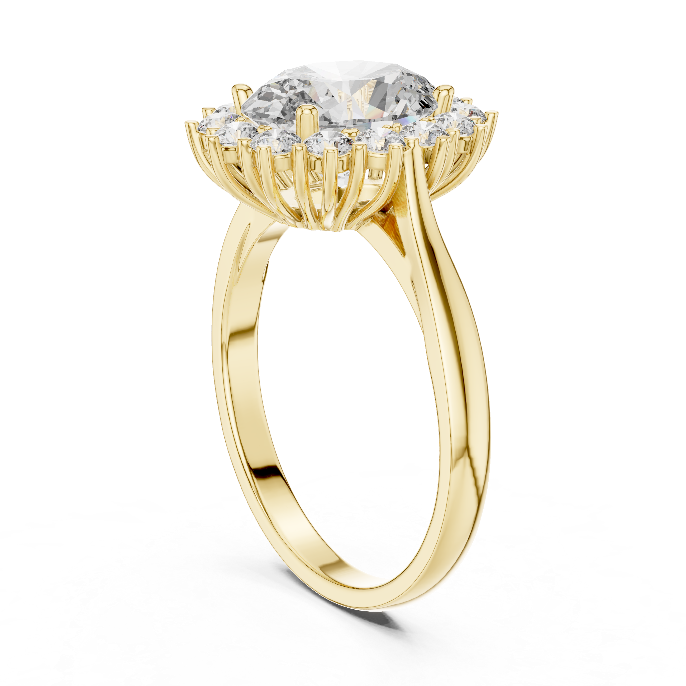 Oval Halo Engagement Ring with Diamond Cluster Frame