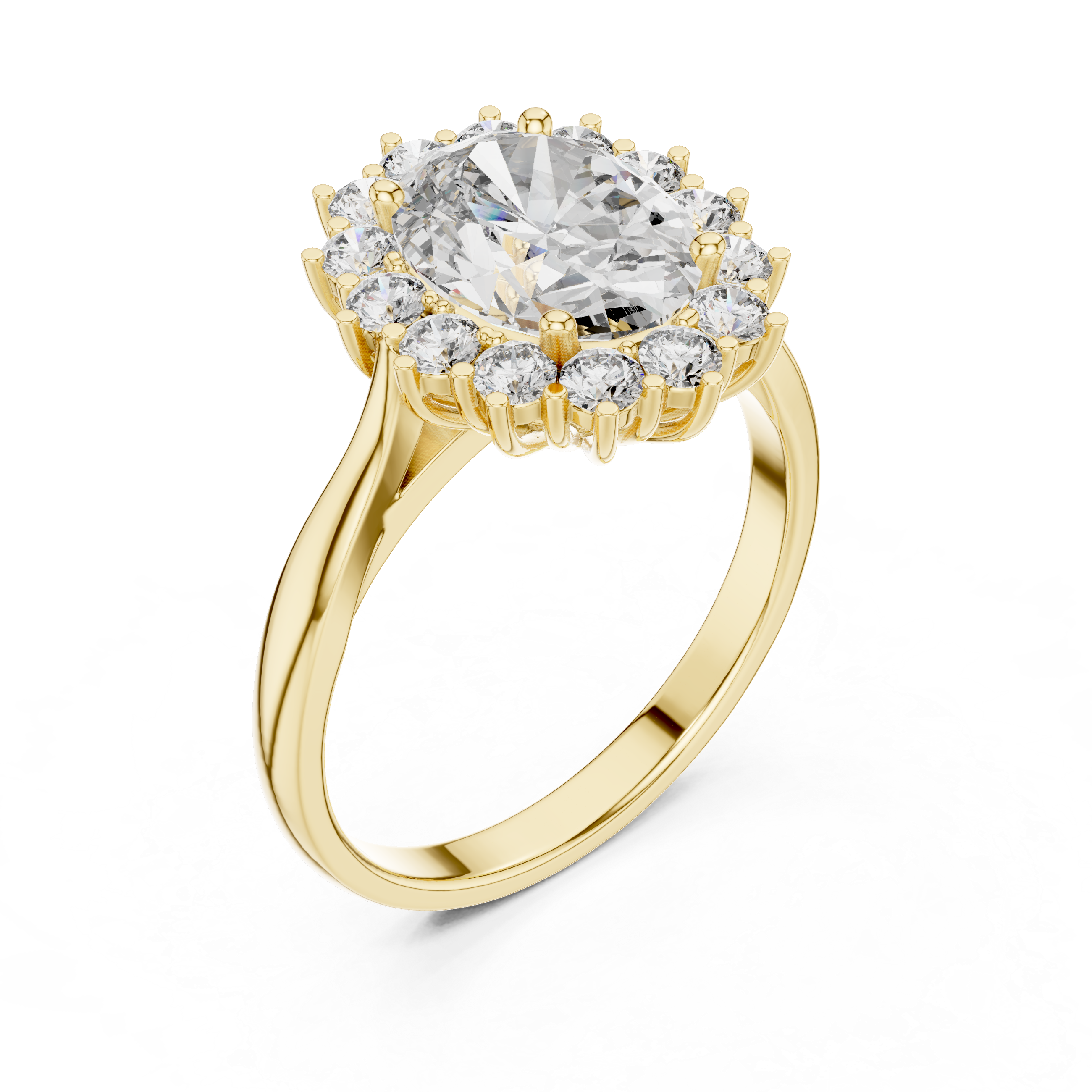 Oval Halo Engagement Ring with Diamond Cluster Frame