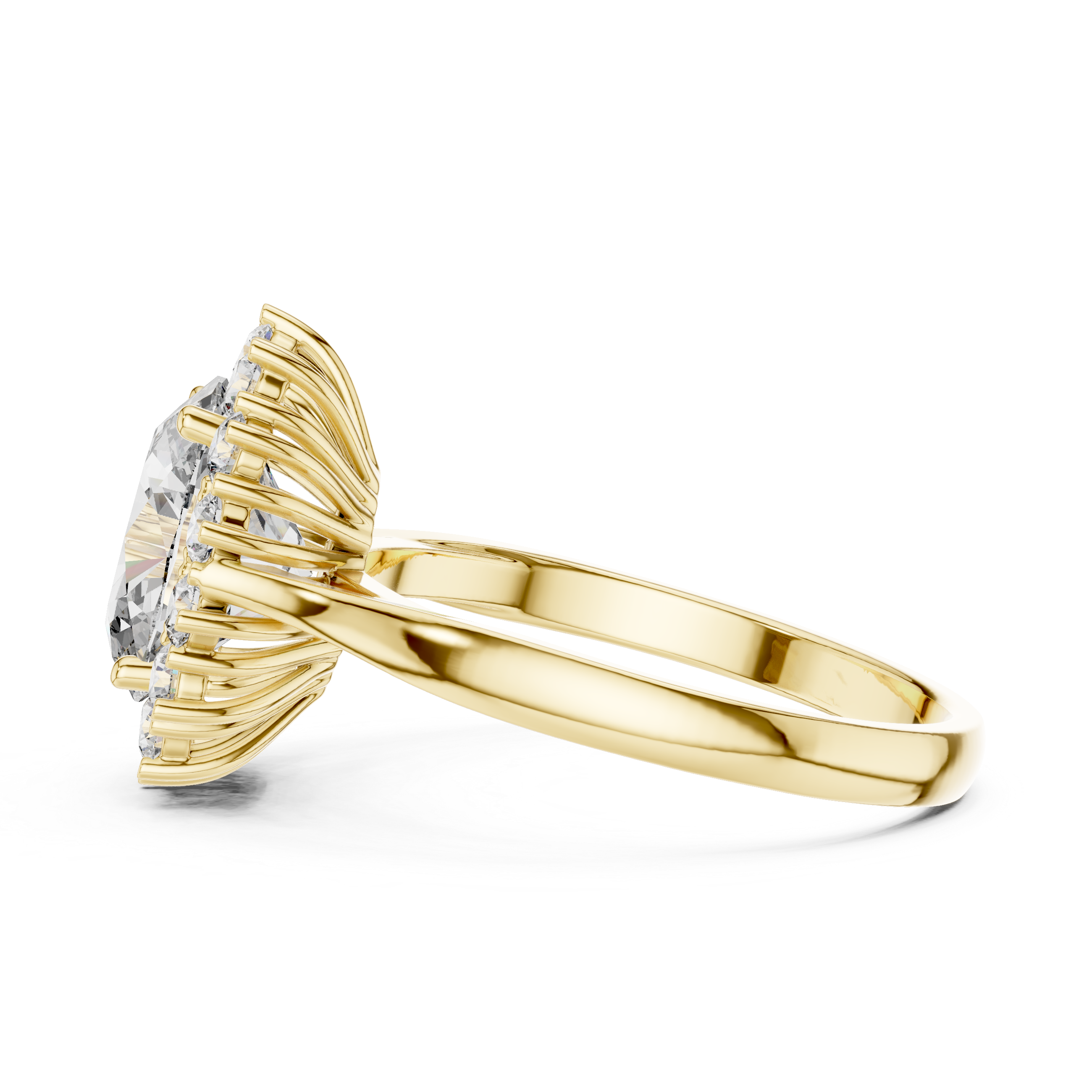 Oval Halo Engagement Ring with Diamond Cluster Frame