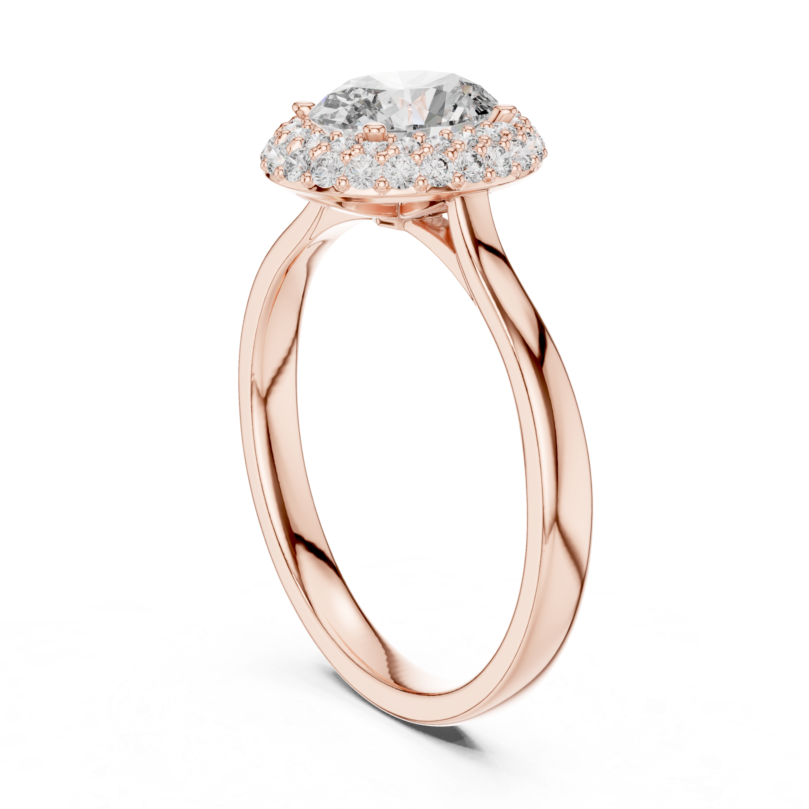 Double Halo Oval Engagement Ring with Pavé Diamond Frame