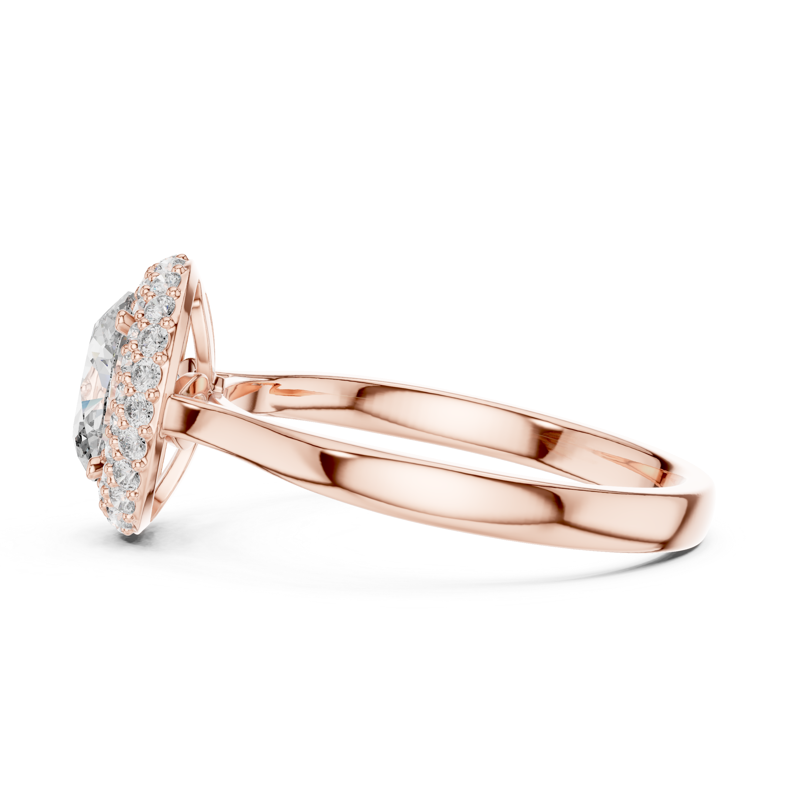 Double Halo Oval Engagement Ring with Pavé Diamond Frame