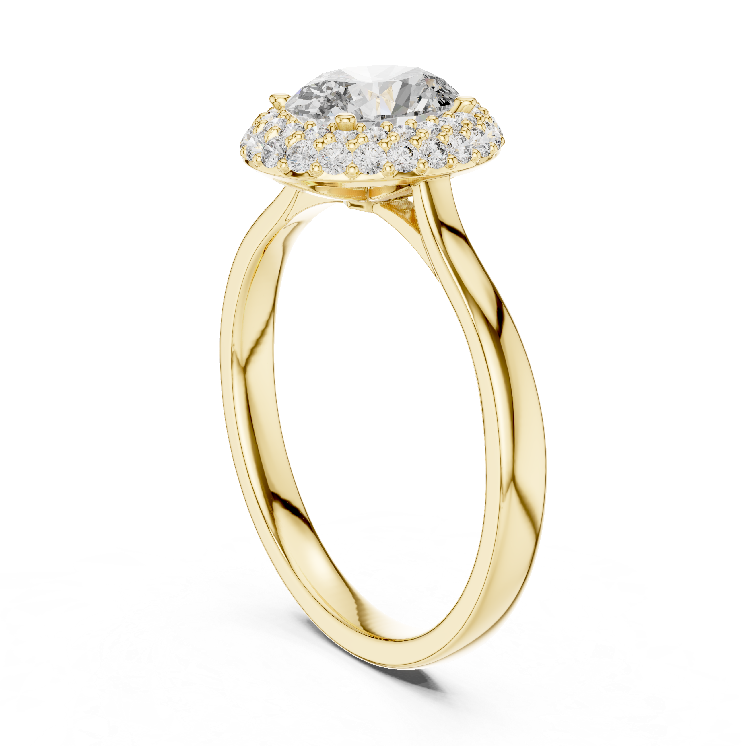 Double Halo Oval Engagement Ring with Pavé Diamond Frame