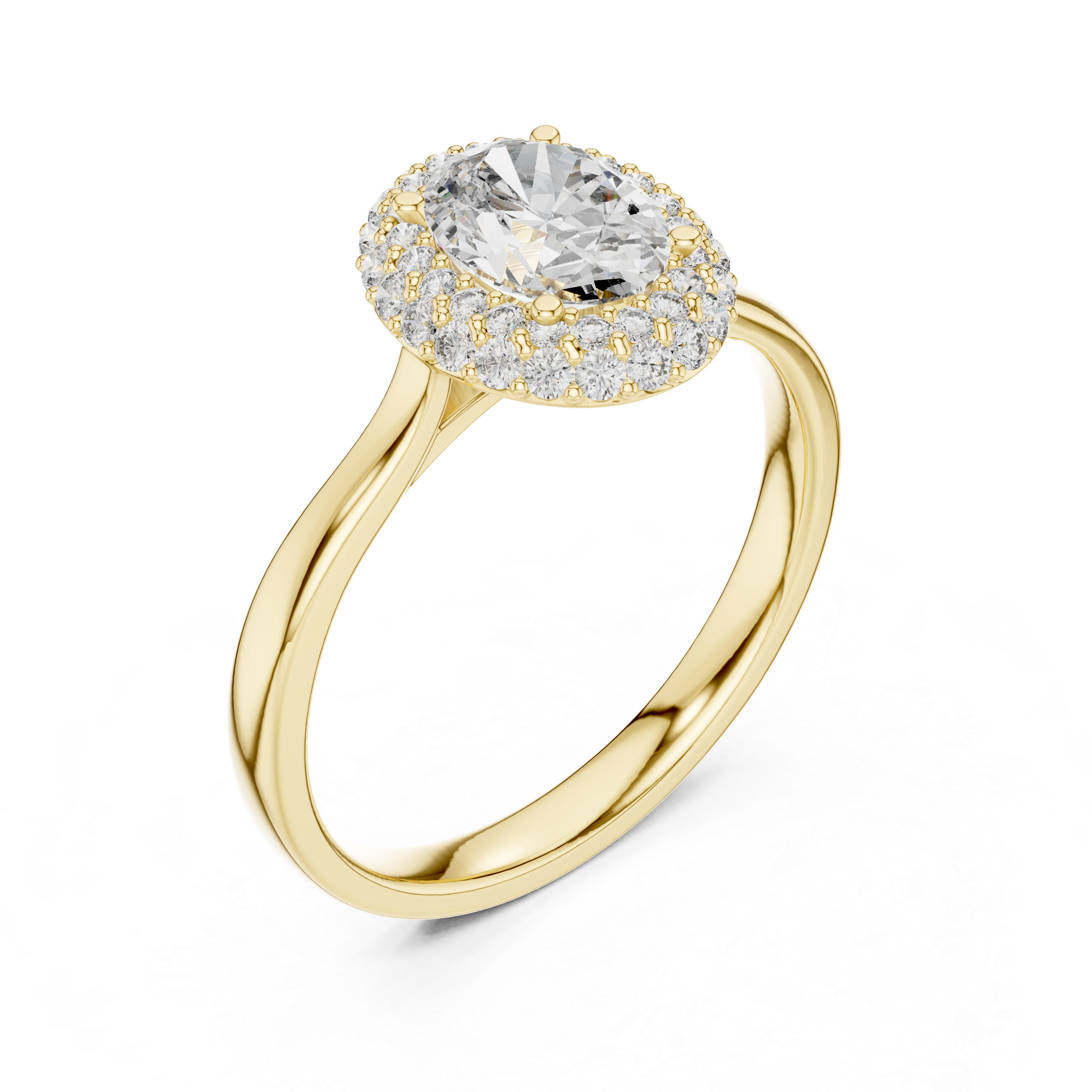 Double Halo Oval Engagement Ring with Pavé Diamond Frame