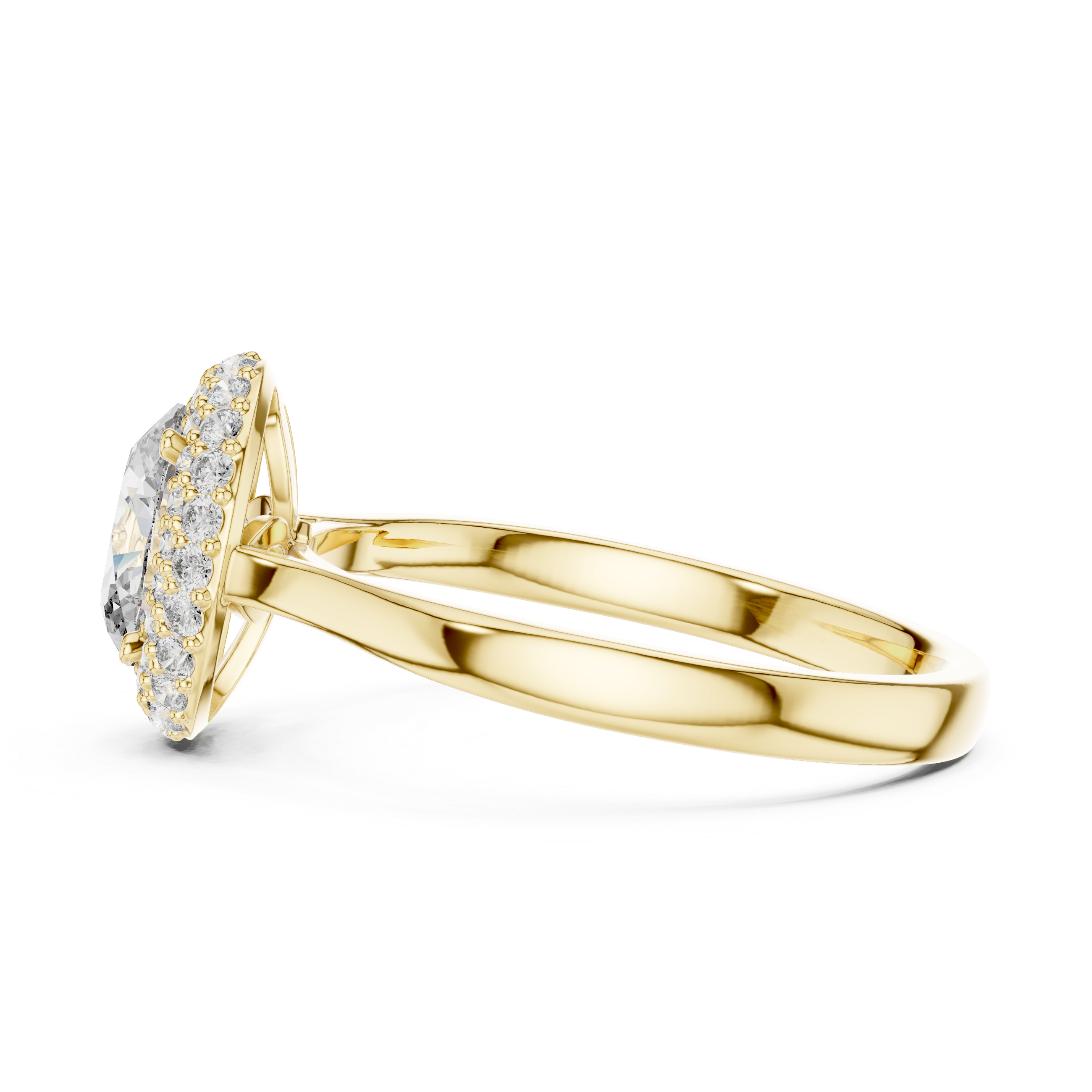 Double Halo Oval Engagement Ring with Pavé Diamond Frame