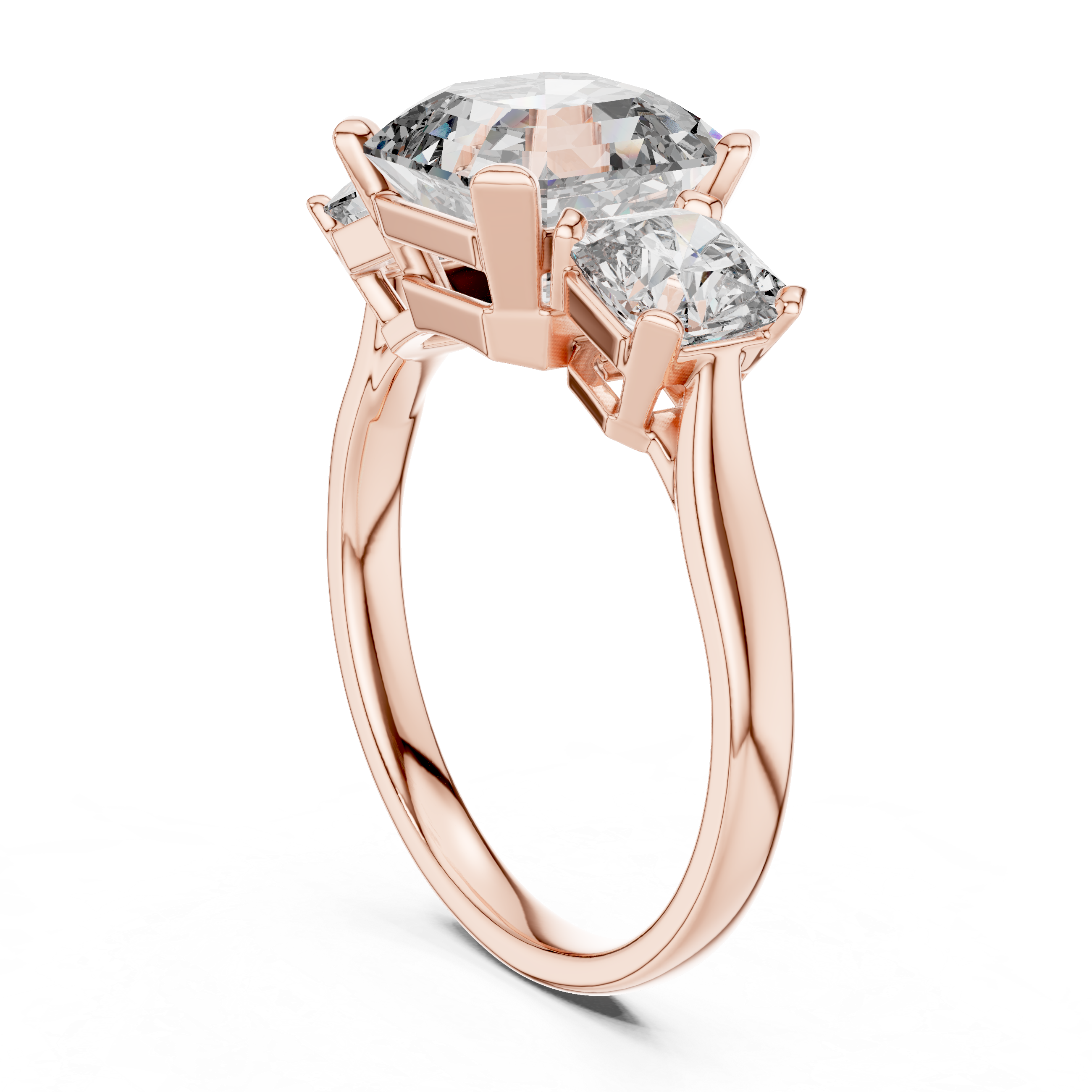 Asscher Cut Three Stone Engagement Ring with Princess Side Diamonds