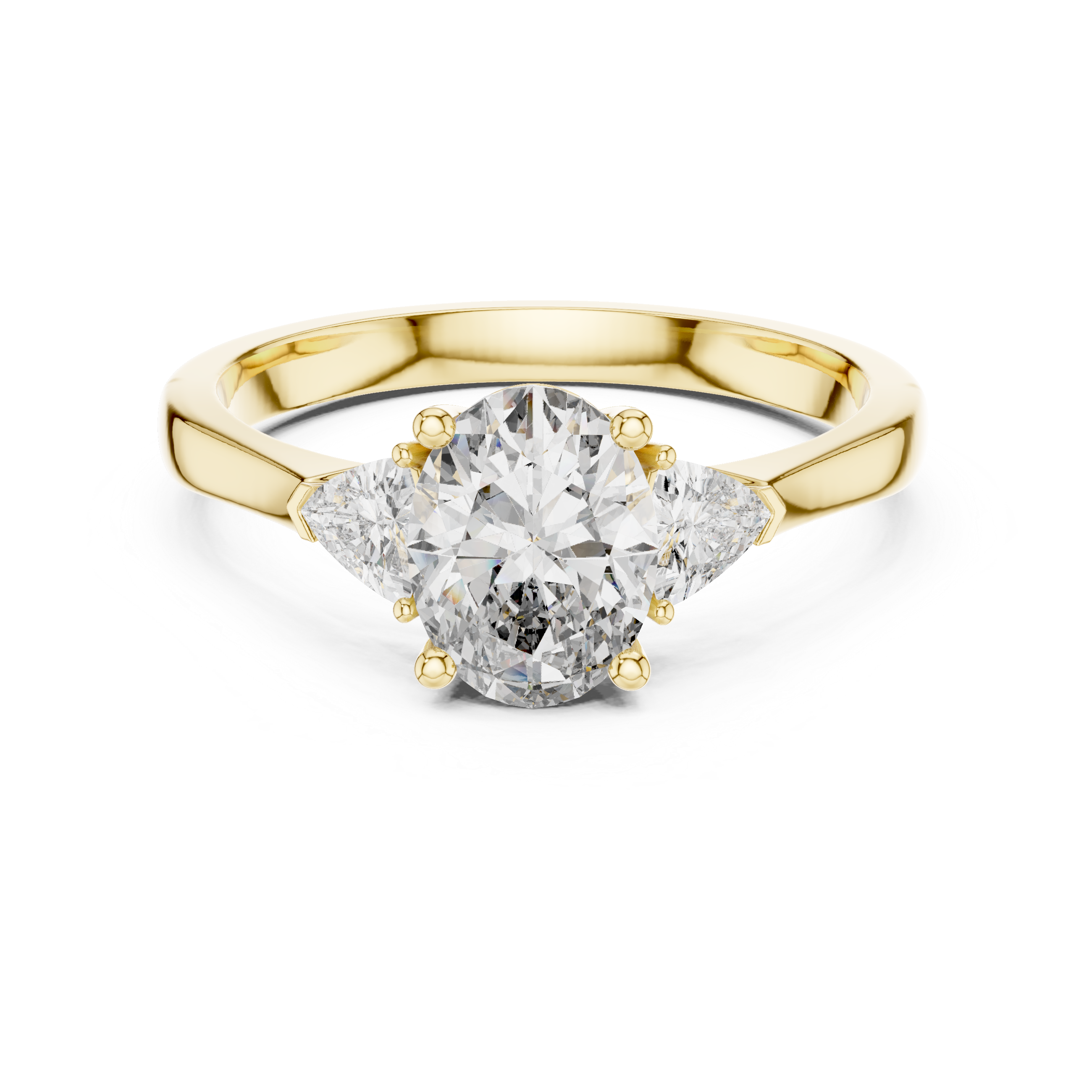 Oval Cut Three Stone Engagement Ring with Trillion Side Diamonds