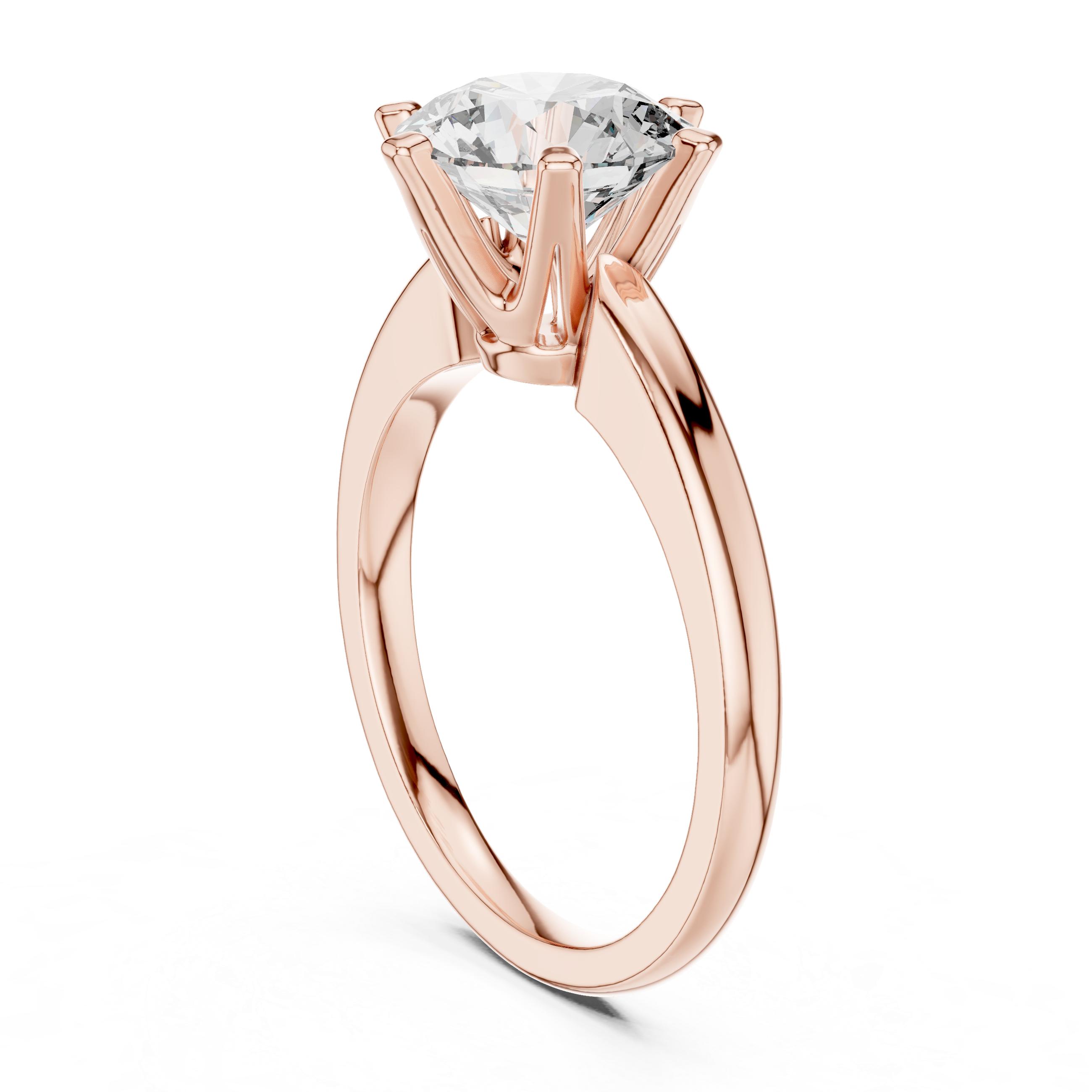 Classic Round Cut Solitaire Engagement Ring with Six Prong Setting
