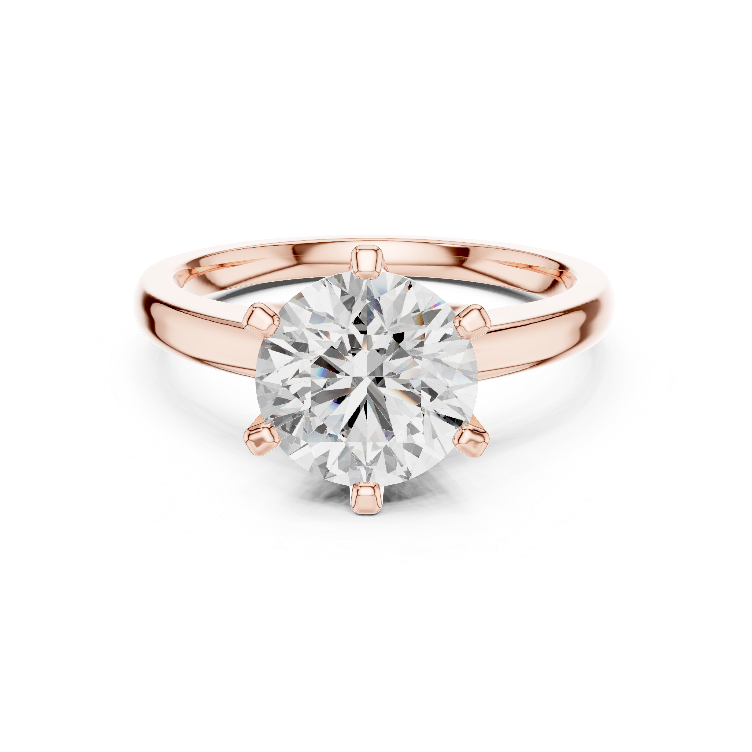Classic Round Cut Solitaire Engagement Ring with Six Prong Setting