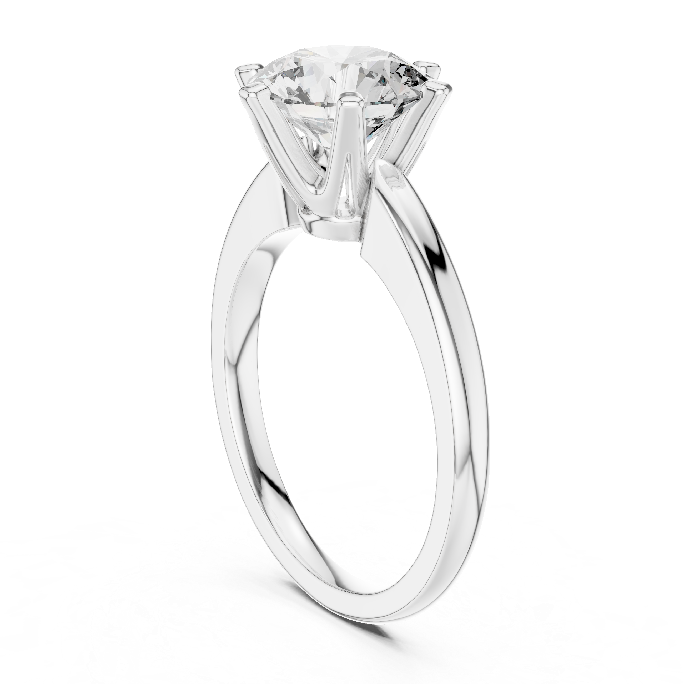Classic Round Cut Solitaire Engagement Ring with Six Prong Setting