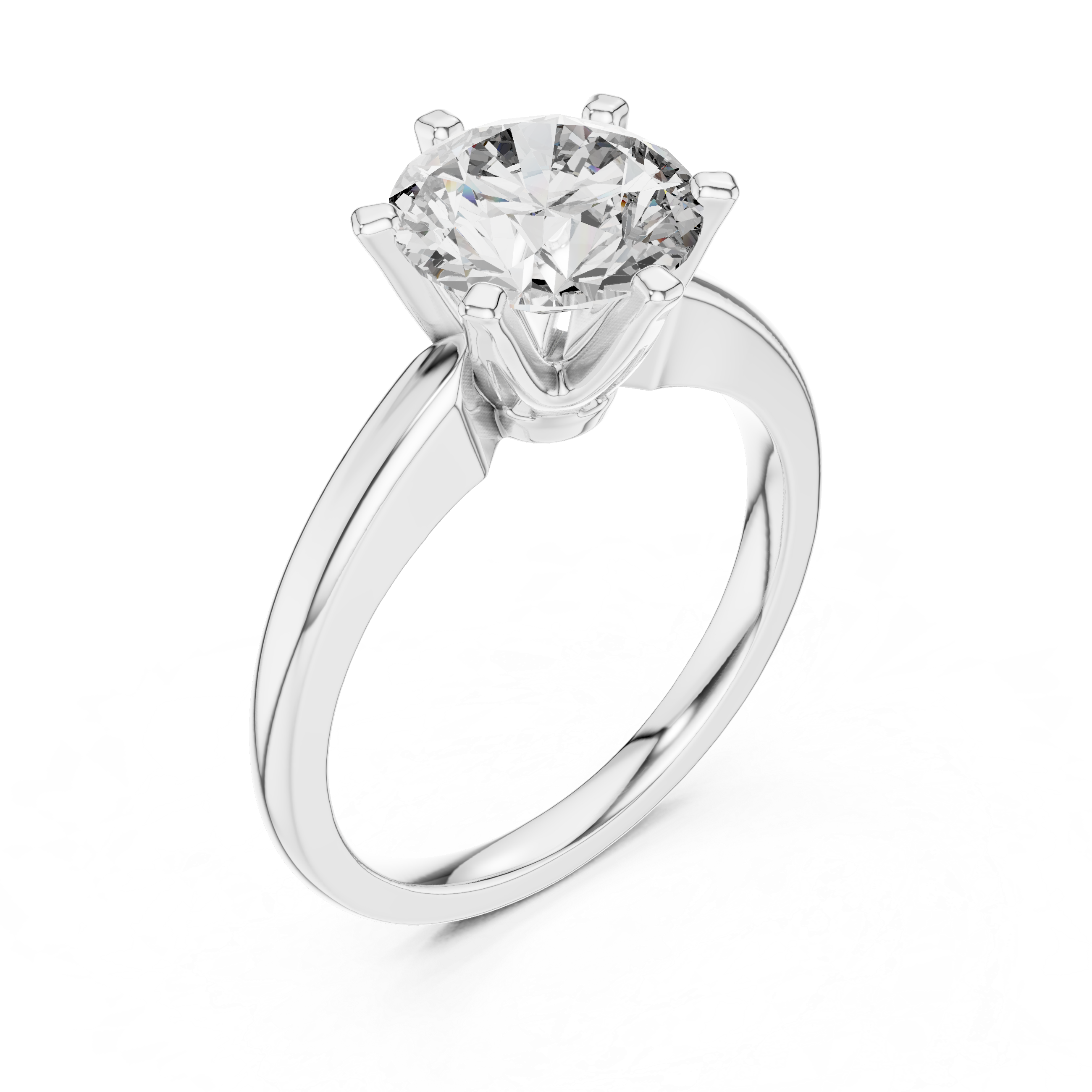 Classic Round Cut Solitaire Engagement Ring with Six Prong Setting