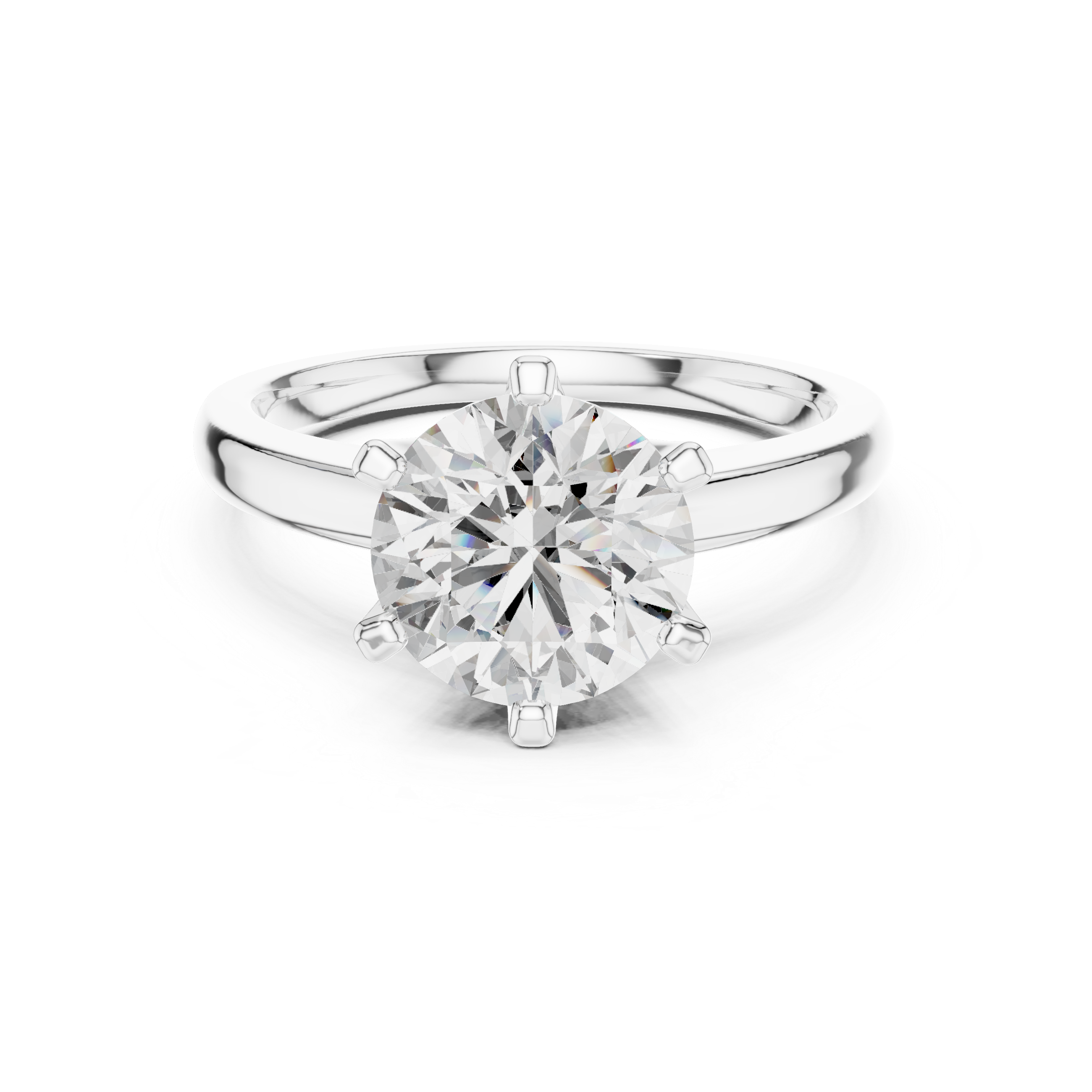 Classic Round Cut Solitaire Engagement Ring with Six Prong Setting
