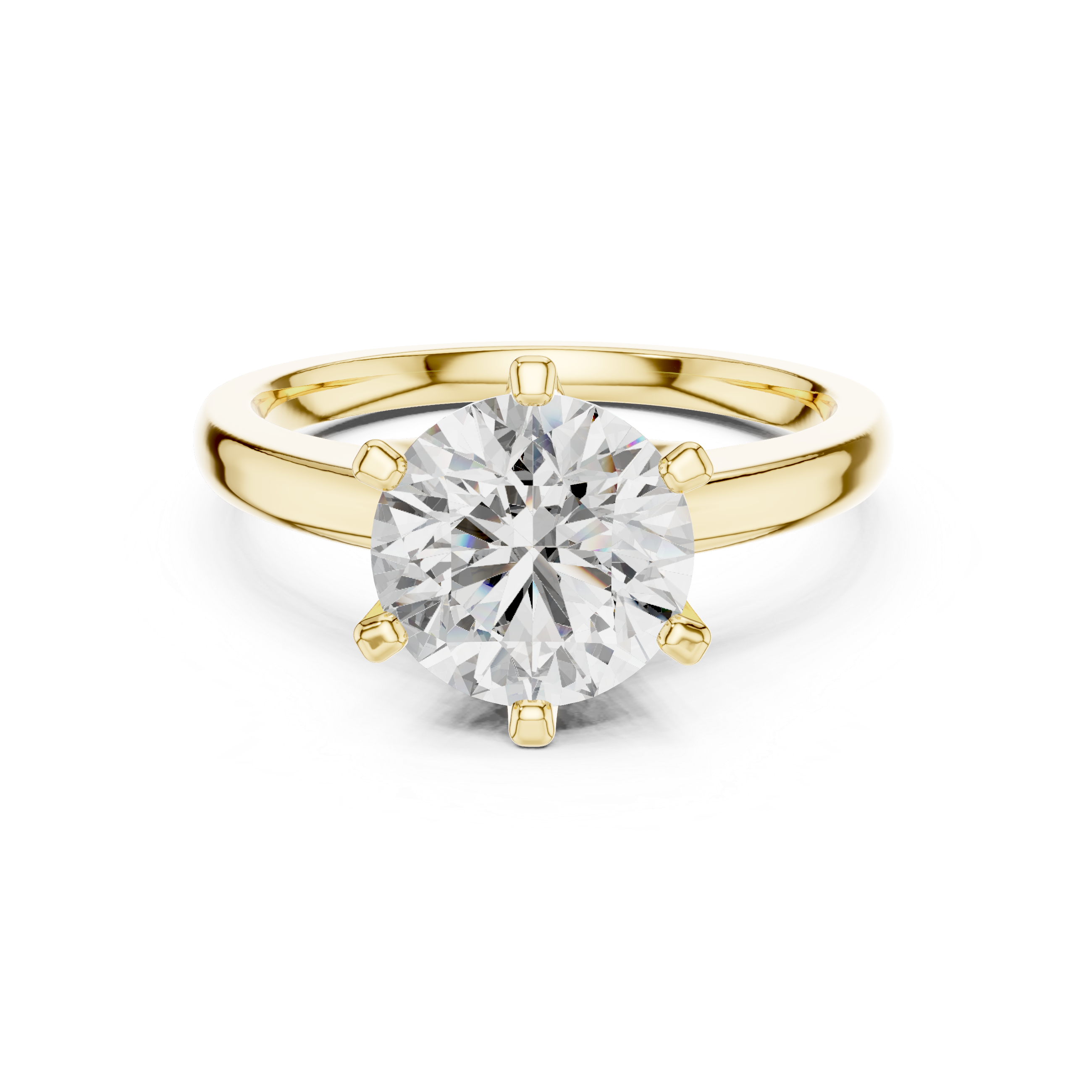 Classic Round Cut Solitaire Engagement Ring with Six Prong Setting