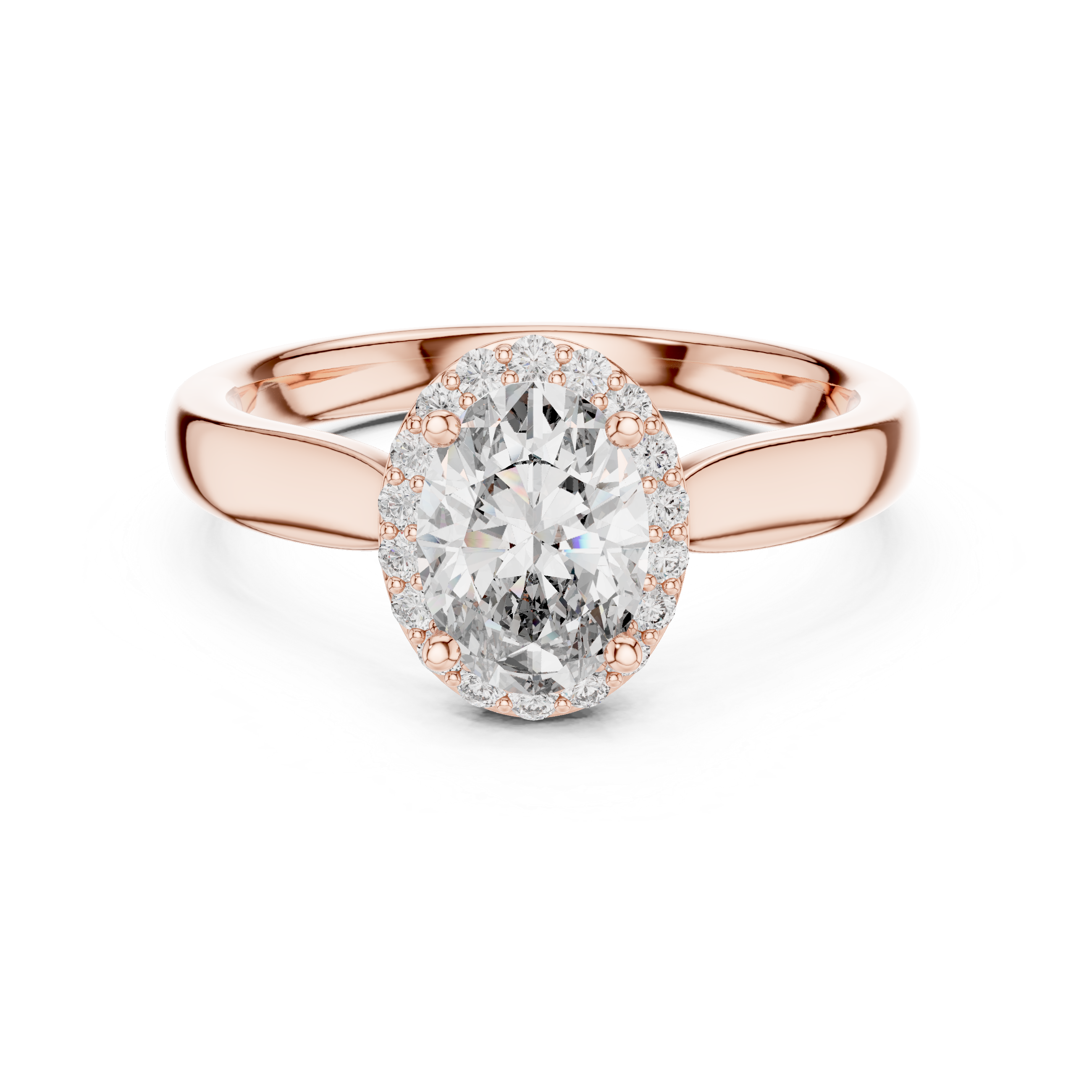 Oval Halo Engagement Ring with Classic High Polish Band
