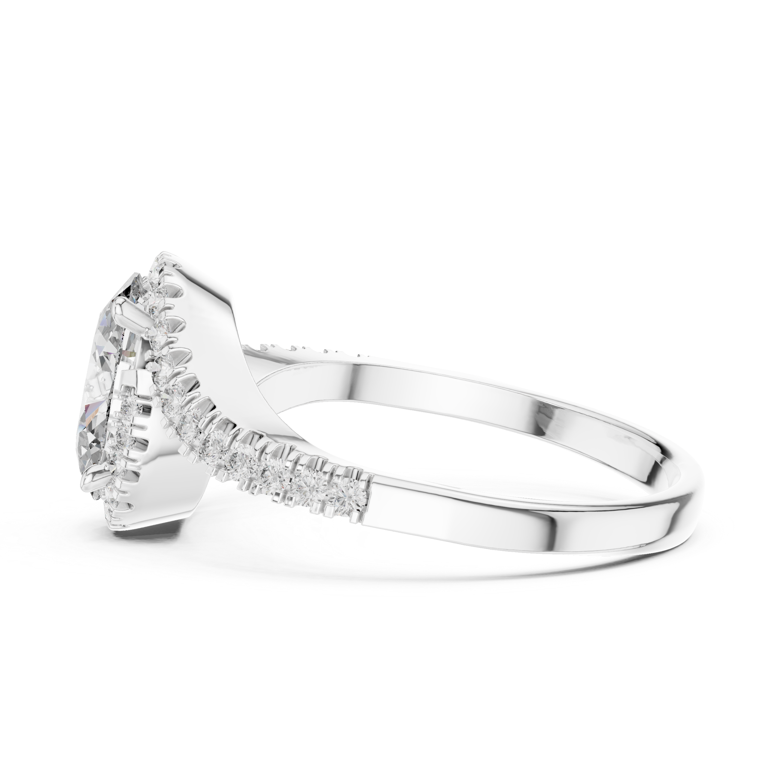 Oval Halo Engagement Ring with Twisted Pavé Diamond Band