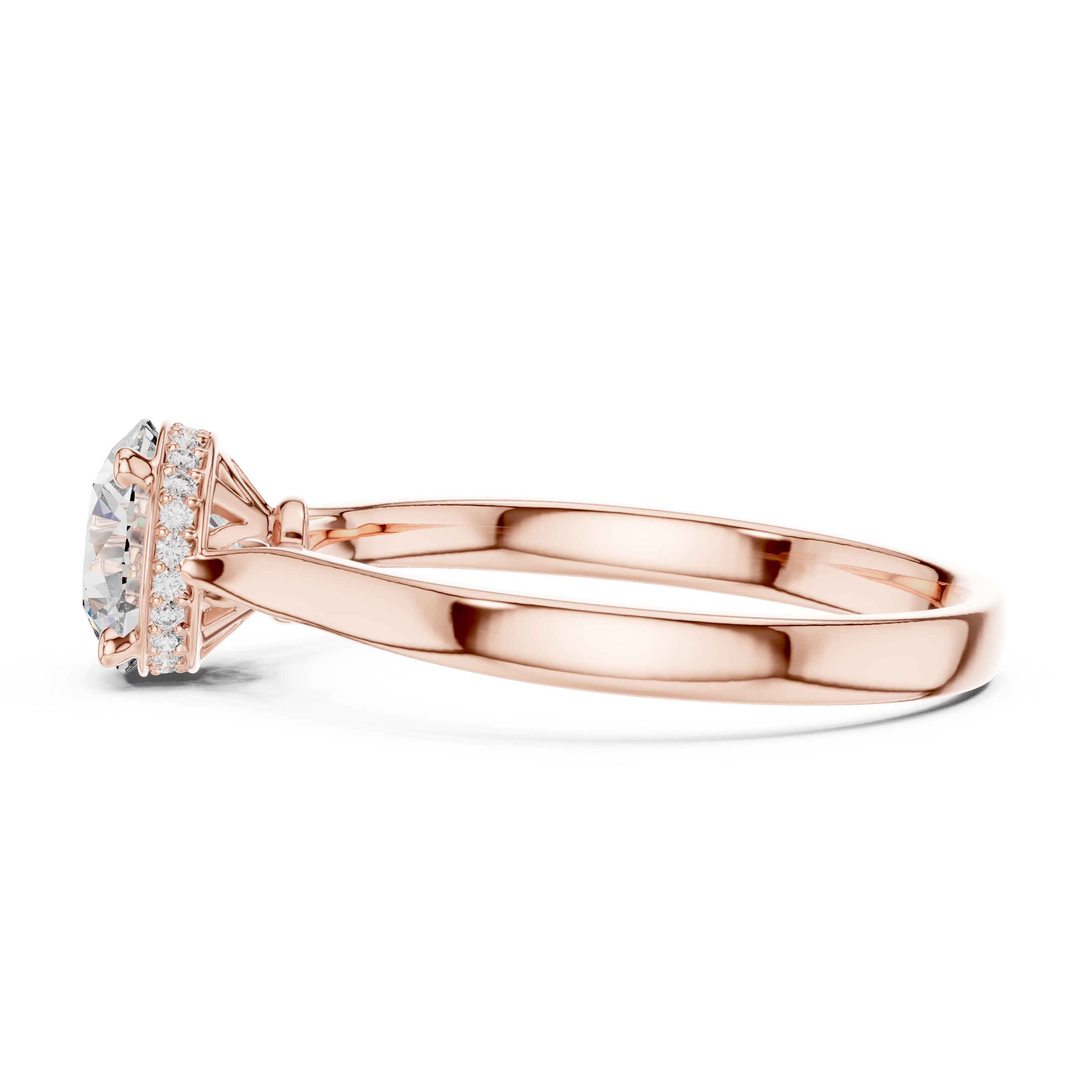 Classic Solitaire Engagement Ring with Hidden Halo and Round Brilliant Diamond