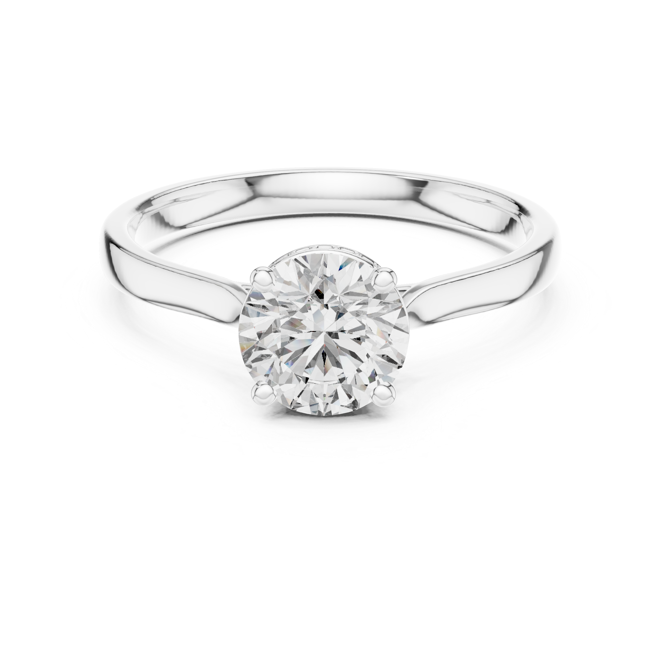 Classic Solitaire Engagement Ring with Hidden Halo and Round Brilliant Diamond