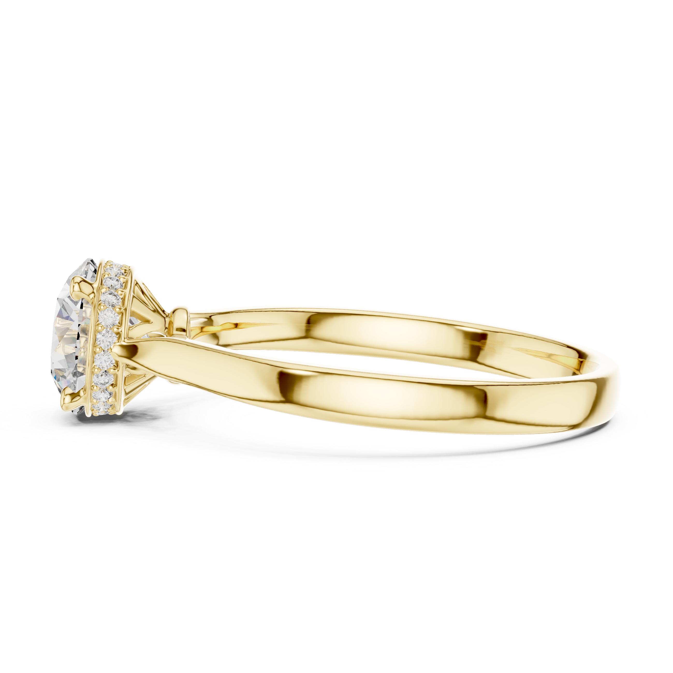 Classic Solitaire Engagement Ring with Hidden Halo and Round Brilliant Diamond