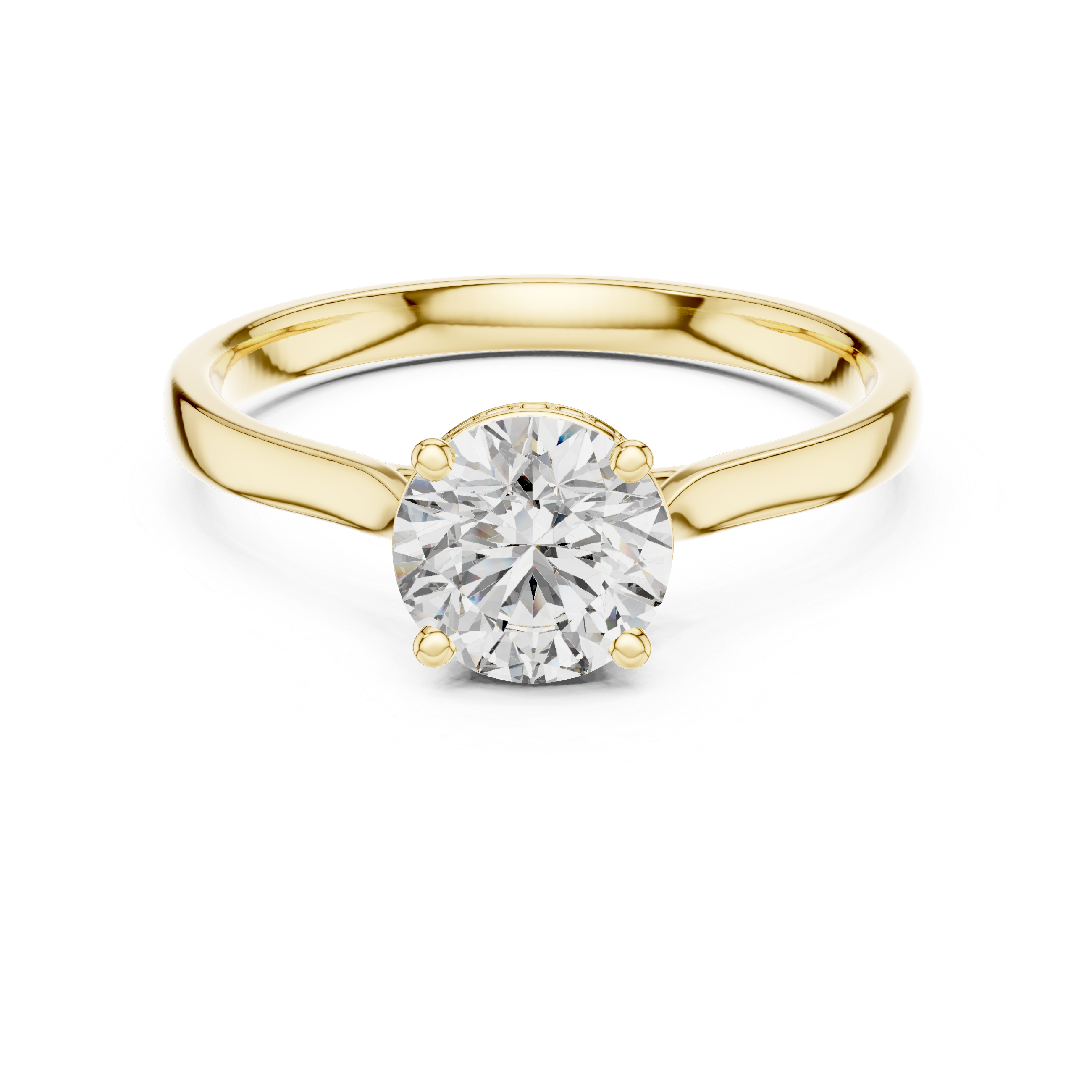 Classic Solitaire Engagement Ring with Hidden Halo and Round Brilliant Diamond
