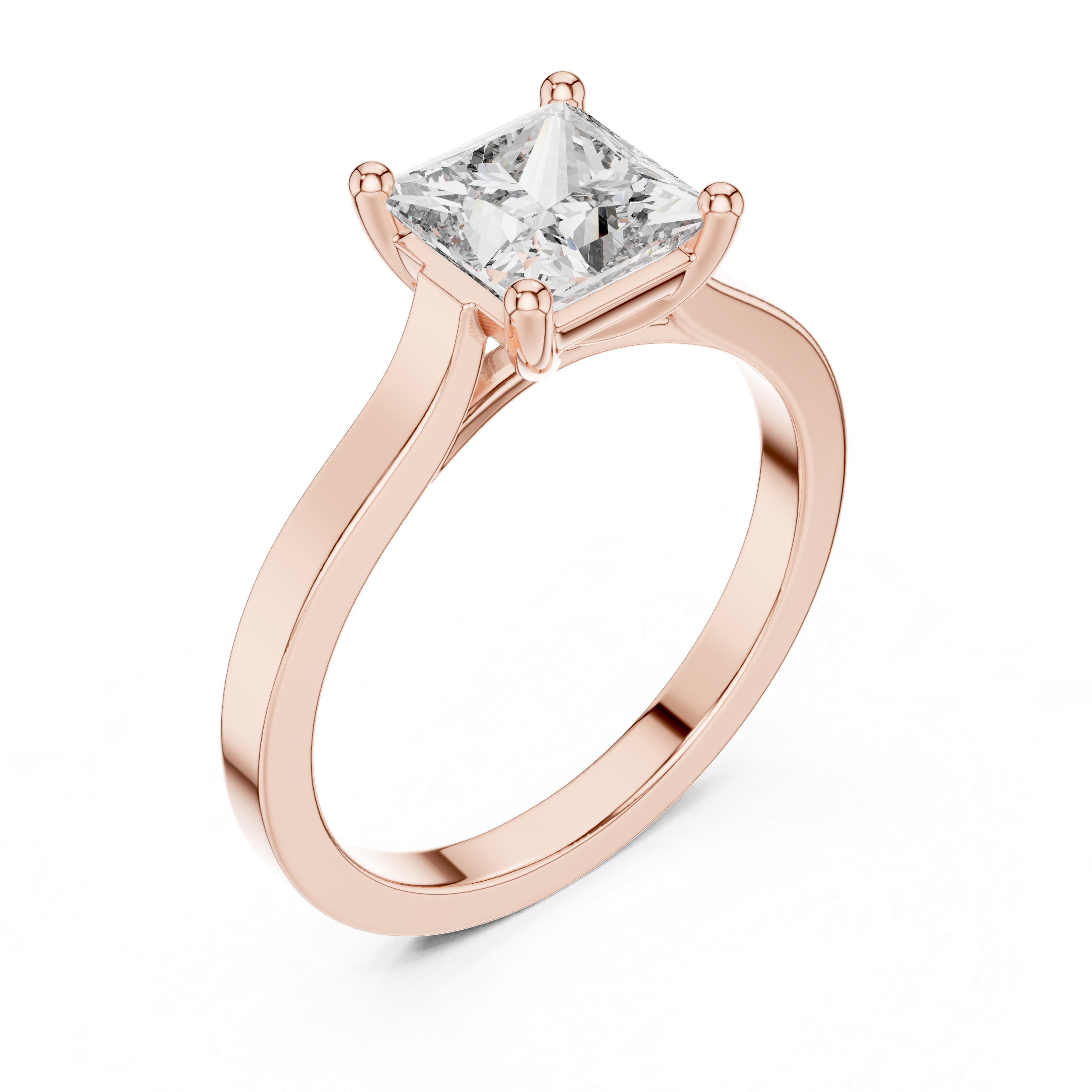 Princess Cut Solitaire Engagement Ring with Pavé Diamond Band