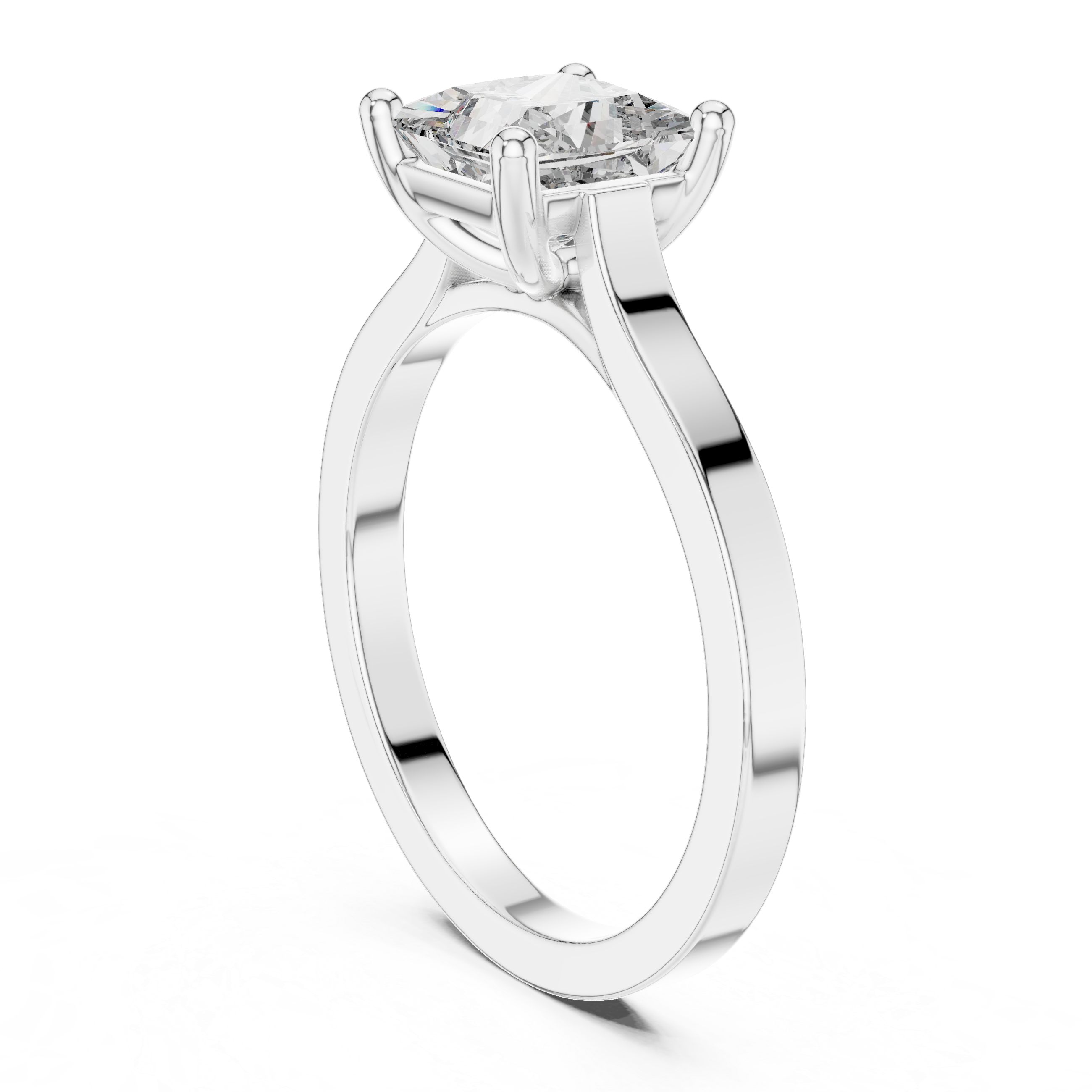 Princess Cut Solitaire Engagement Ring with Pavé Diamond Band