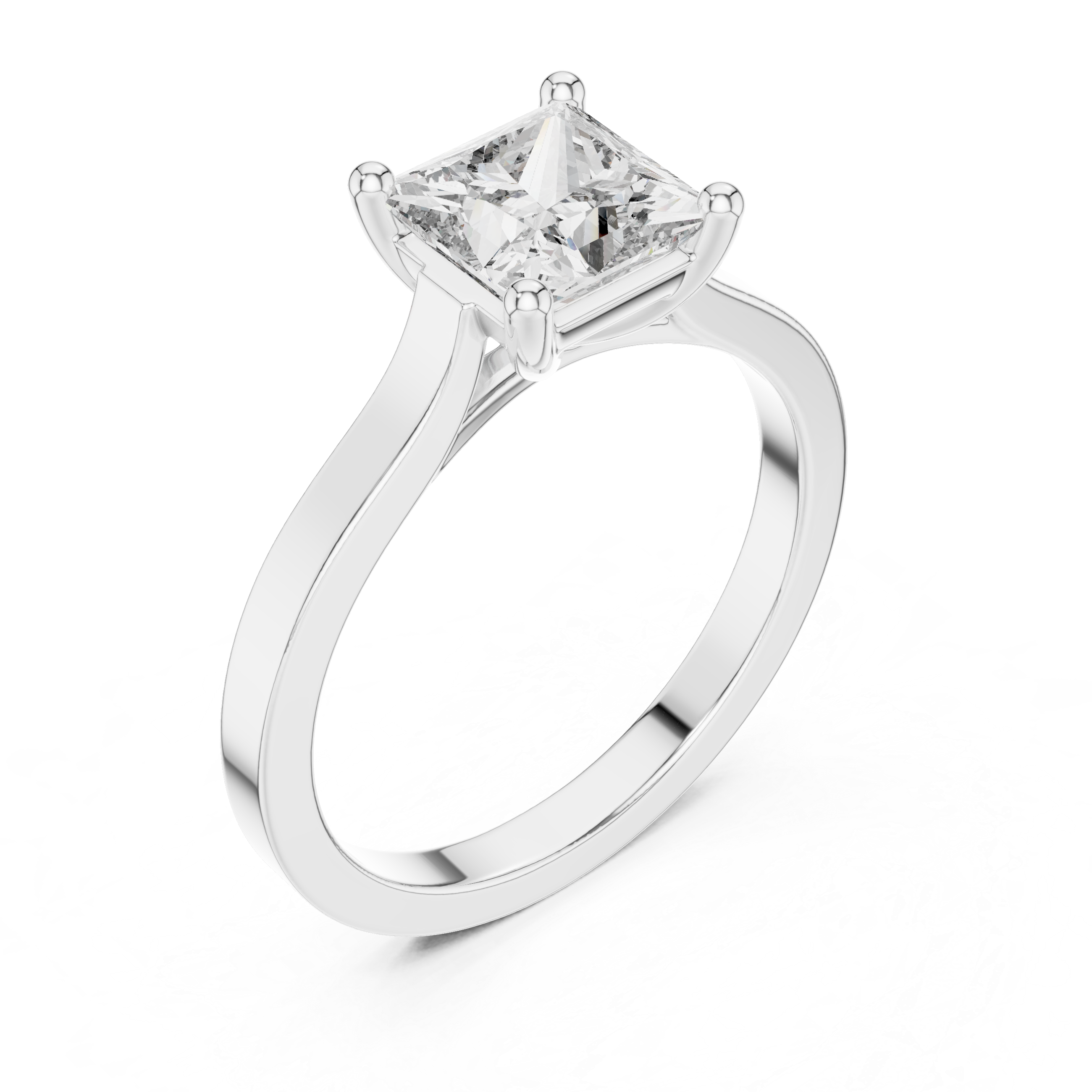 Princess Cut Solitaire Engagement Ring with Pavé Diamond Band