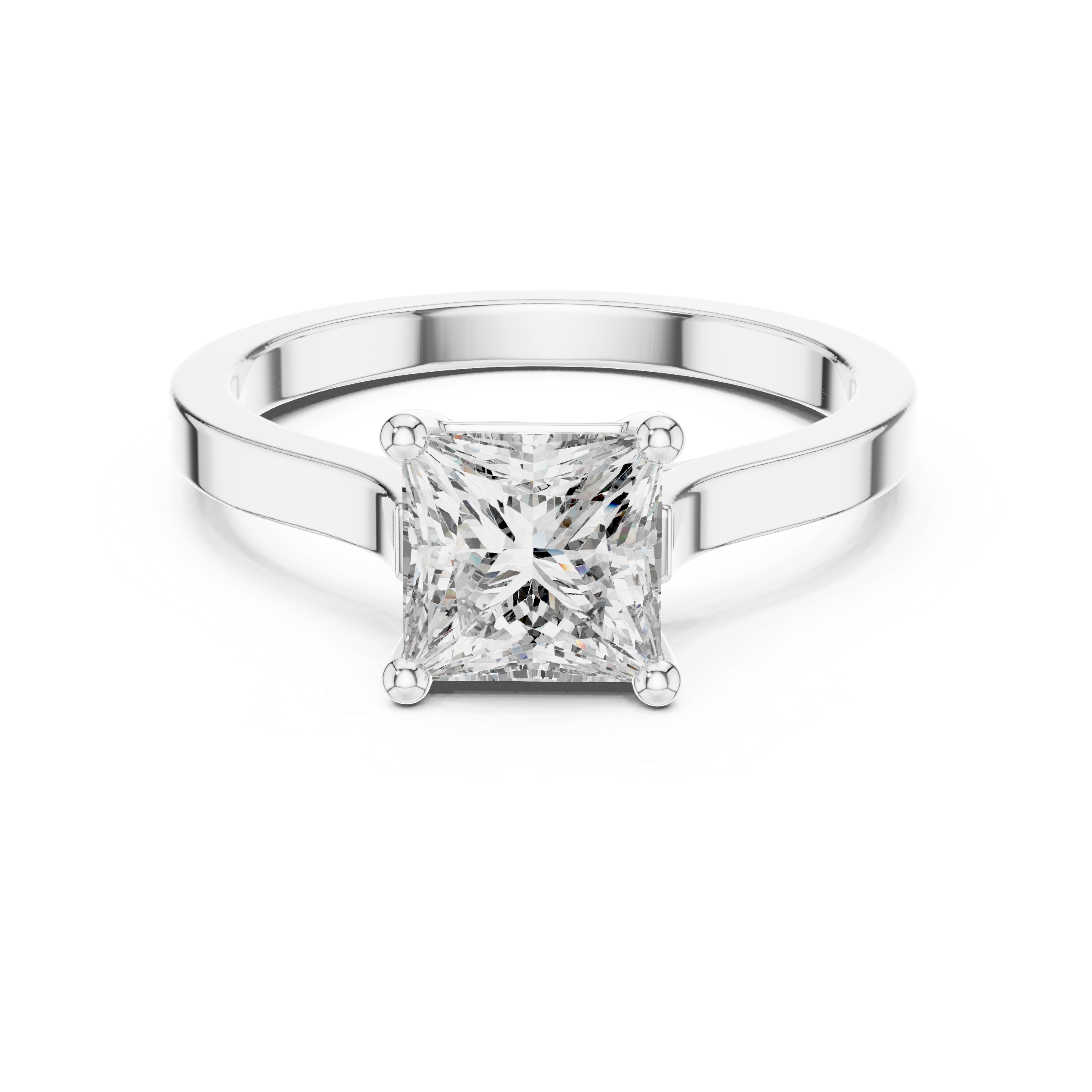 Princess Cut Solitaire Engagement Ring with Pavé Diamond Band