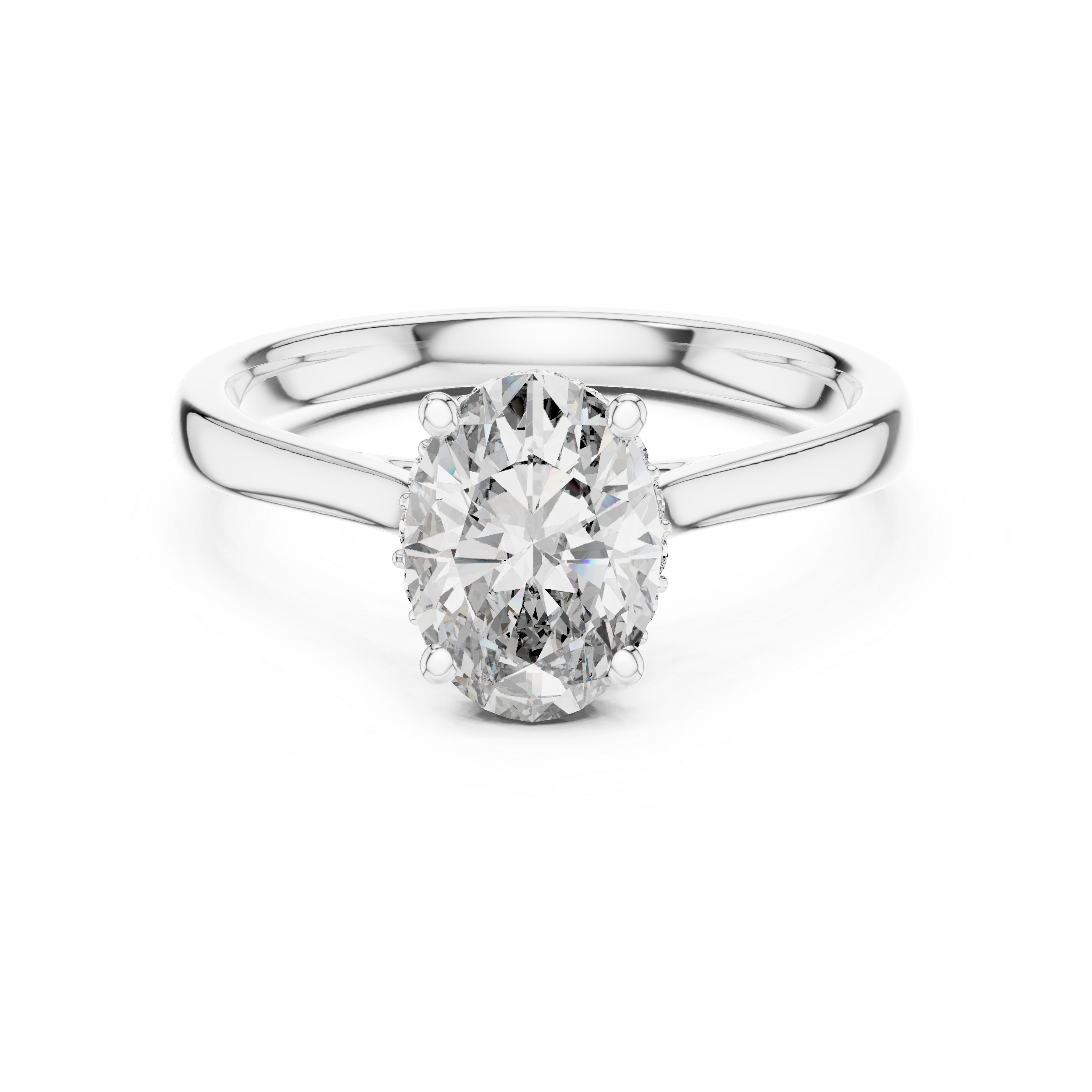 Oval Solitaire Engagement Ring with Hidden Halo Detail
