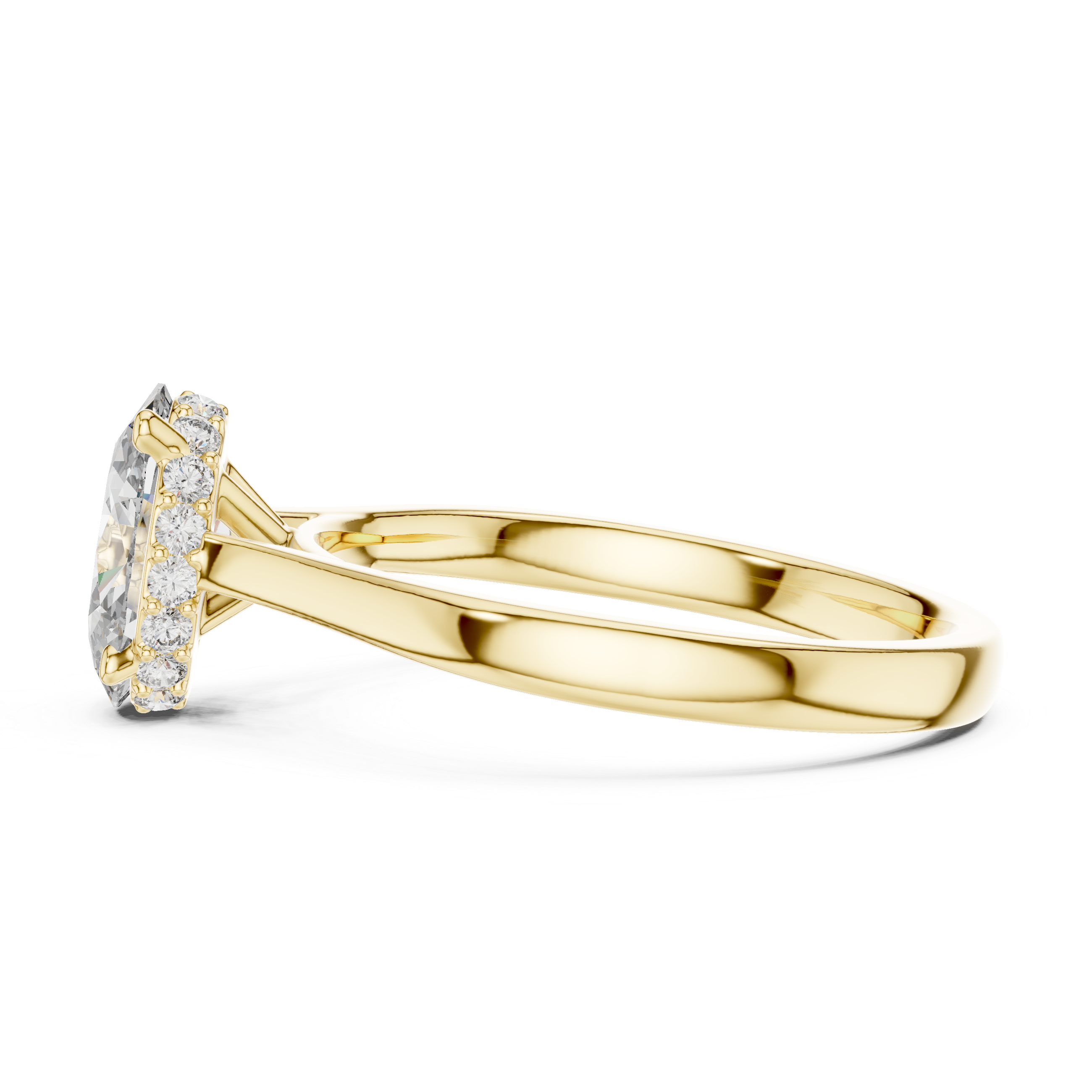 Oval Solitaire Engagement Ring with Hidden Halo Detail