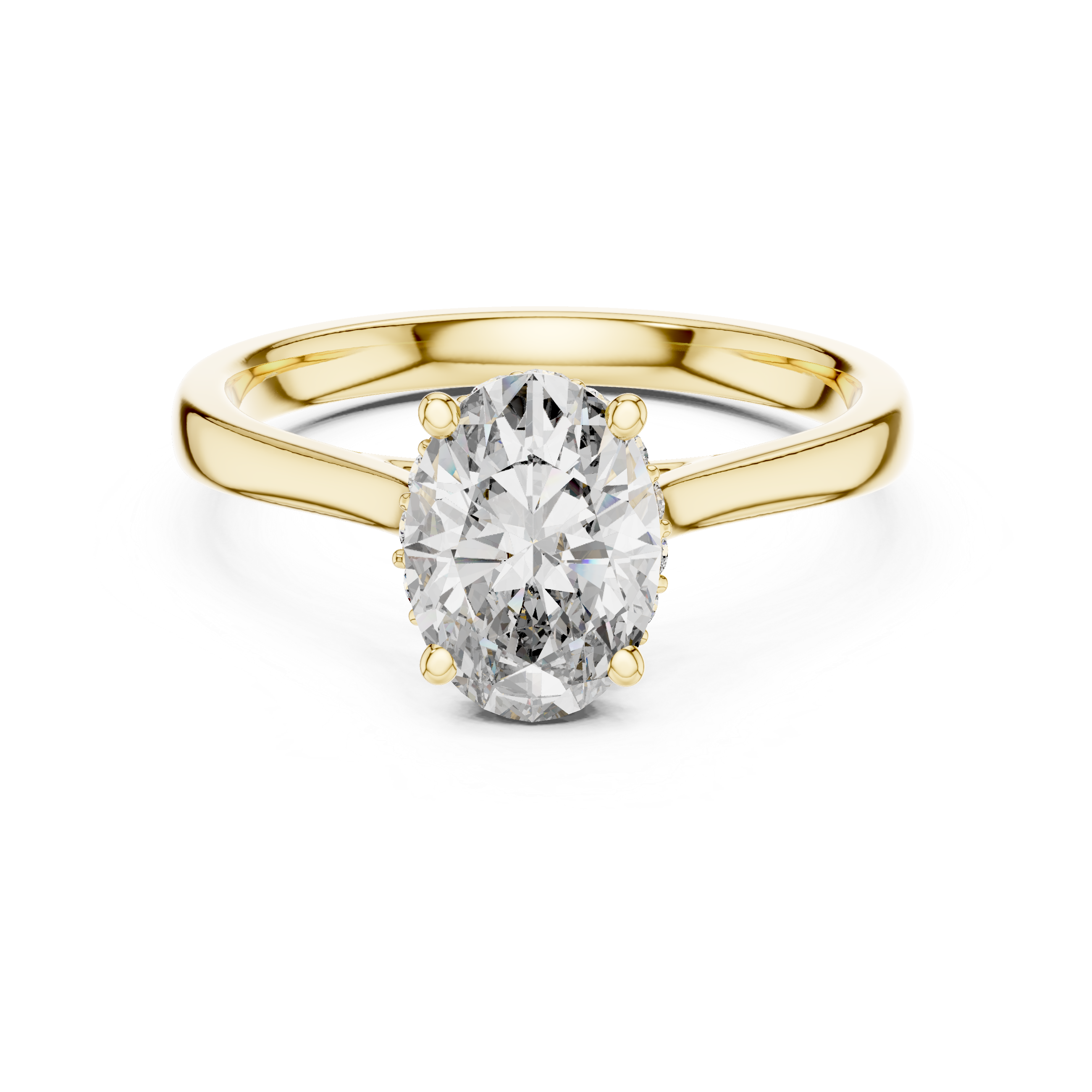 Oval Solitaire Engagement Ring with Hidden Halo Detail