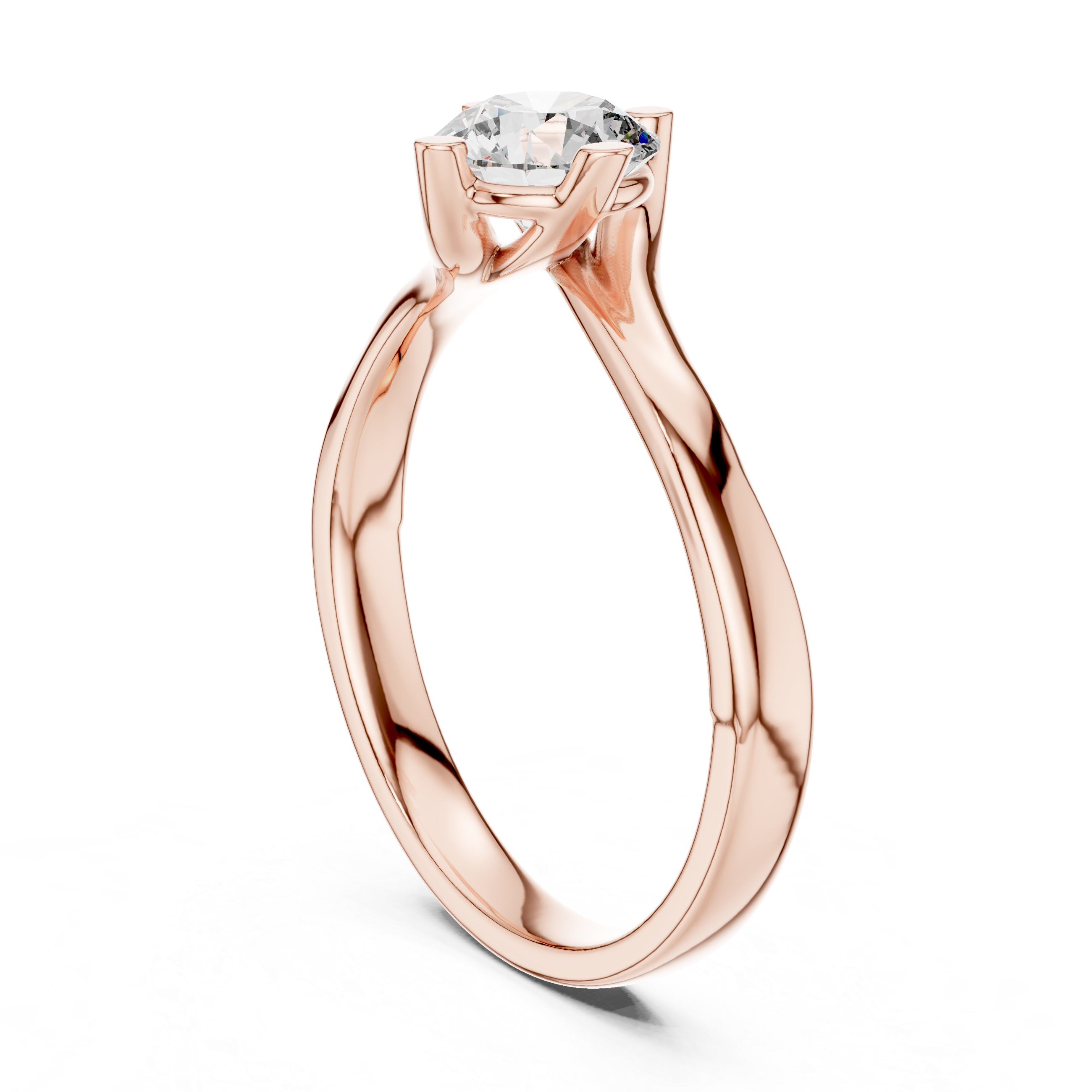 Twisted Solitaire Engagement Ring with Round Cut Center Stone