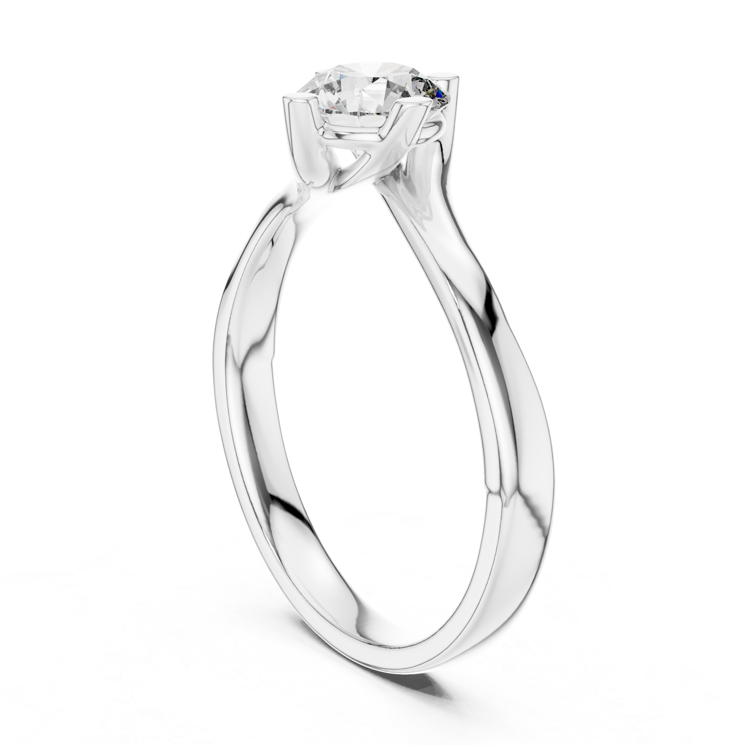 Twisted Solitaire Engagement Ring with Round Cut Center Stone