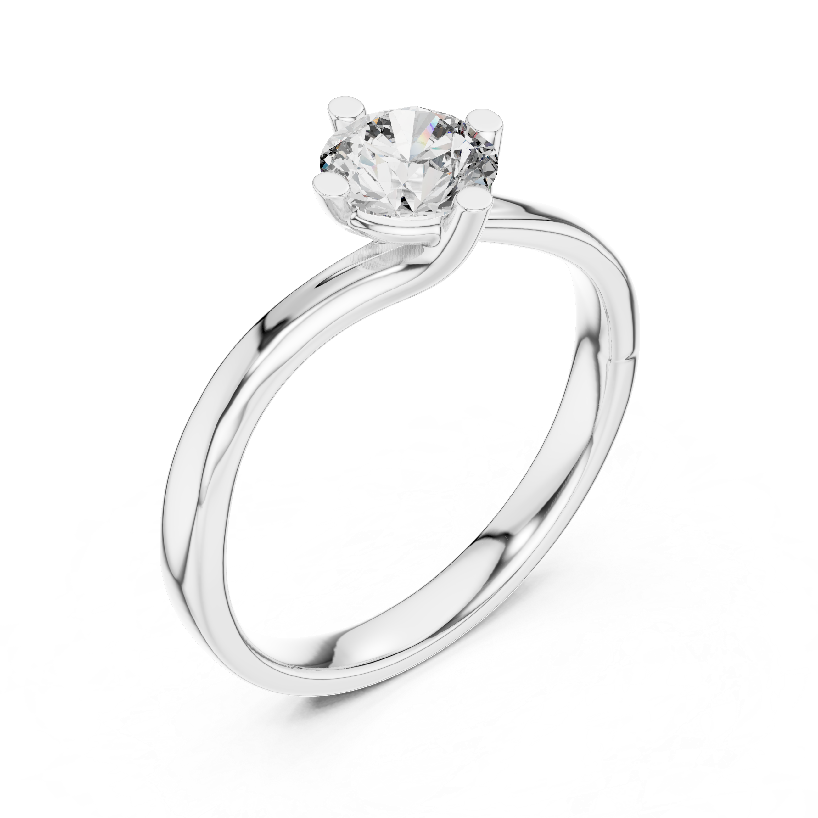 Twisted Solitaire Engagement Ring with Round Cut Center Stone