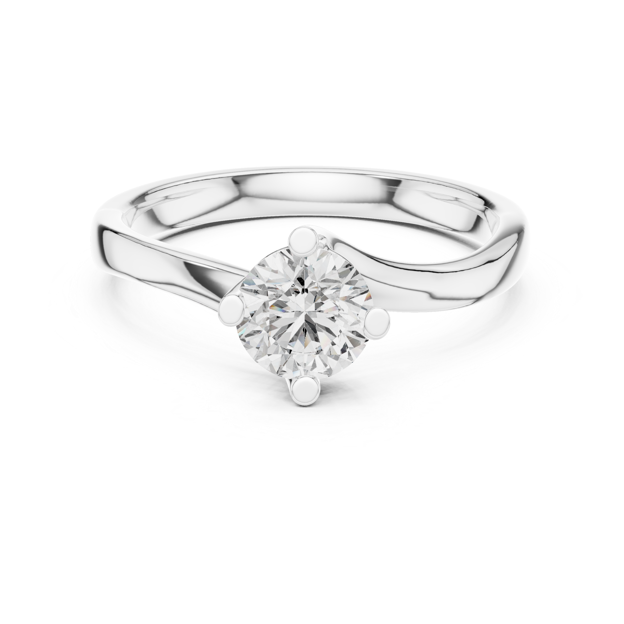 Twisted Solitaire Engagement Ring with Round Cut Center Stone