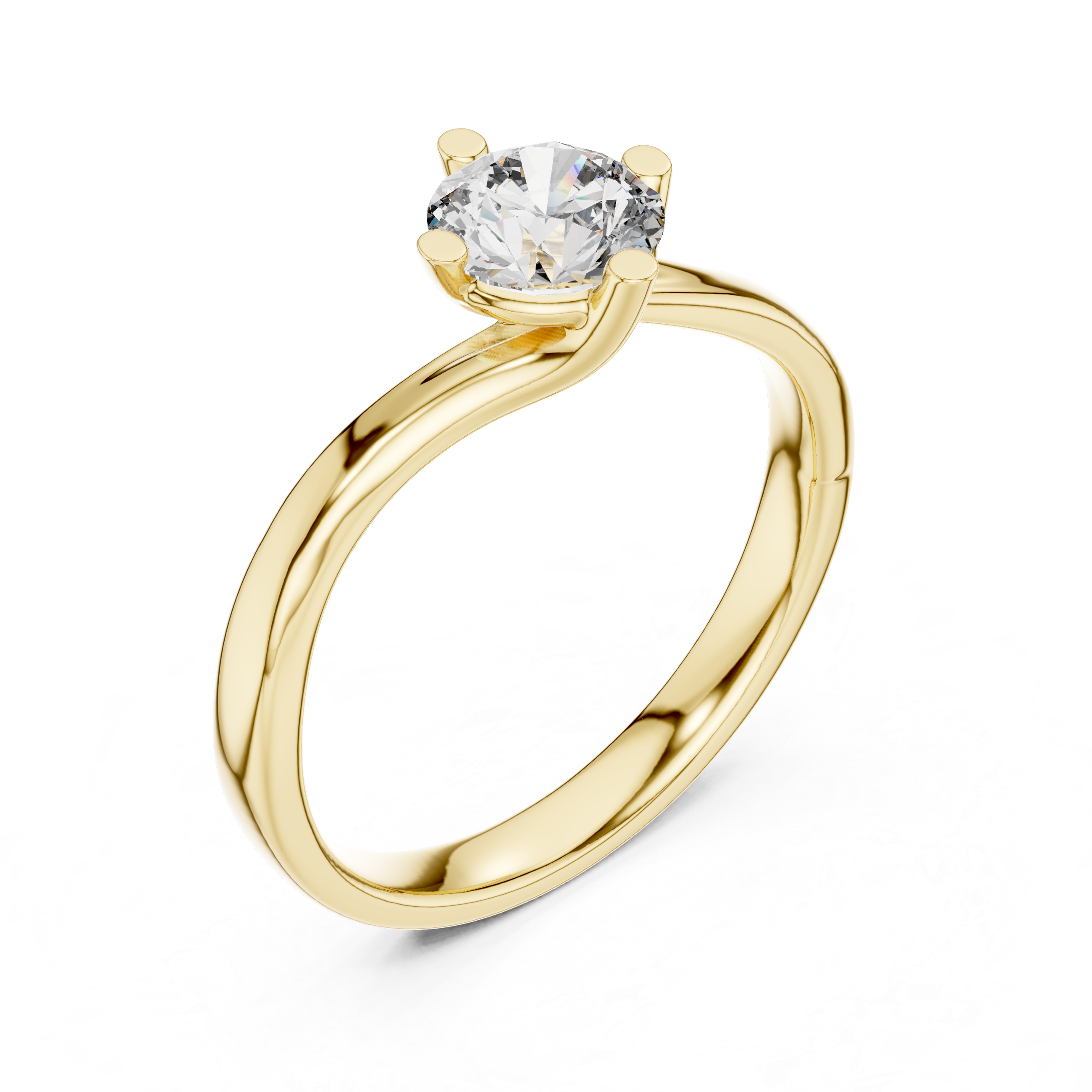 Twisted Solitaire Engagement Ring with Round Cut Center Stone