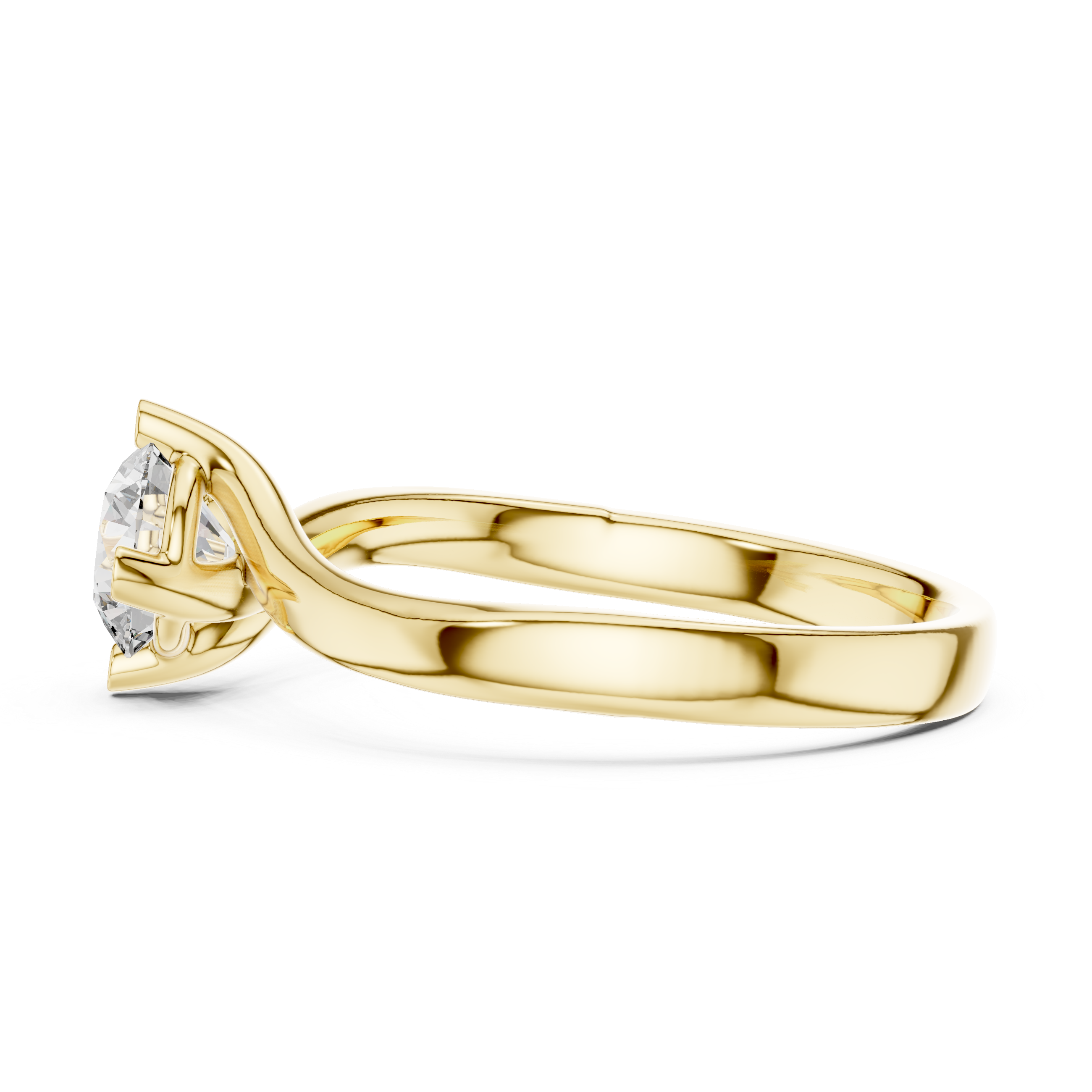 Twisted Solitaire Engagement Ring with Round Cut Center Stone