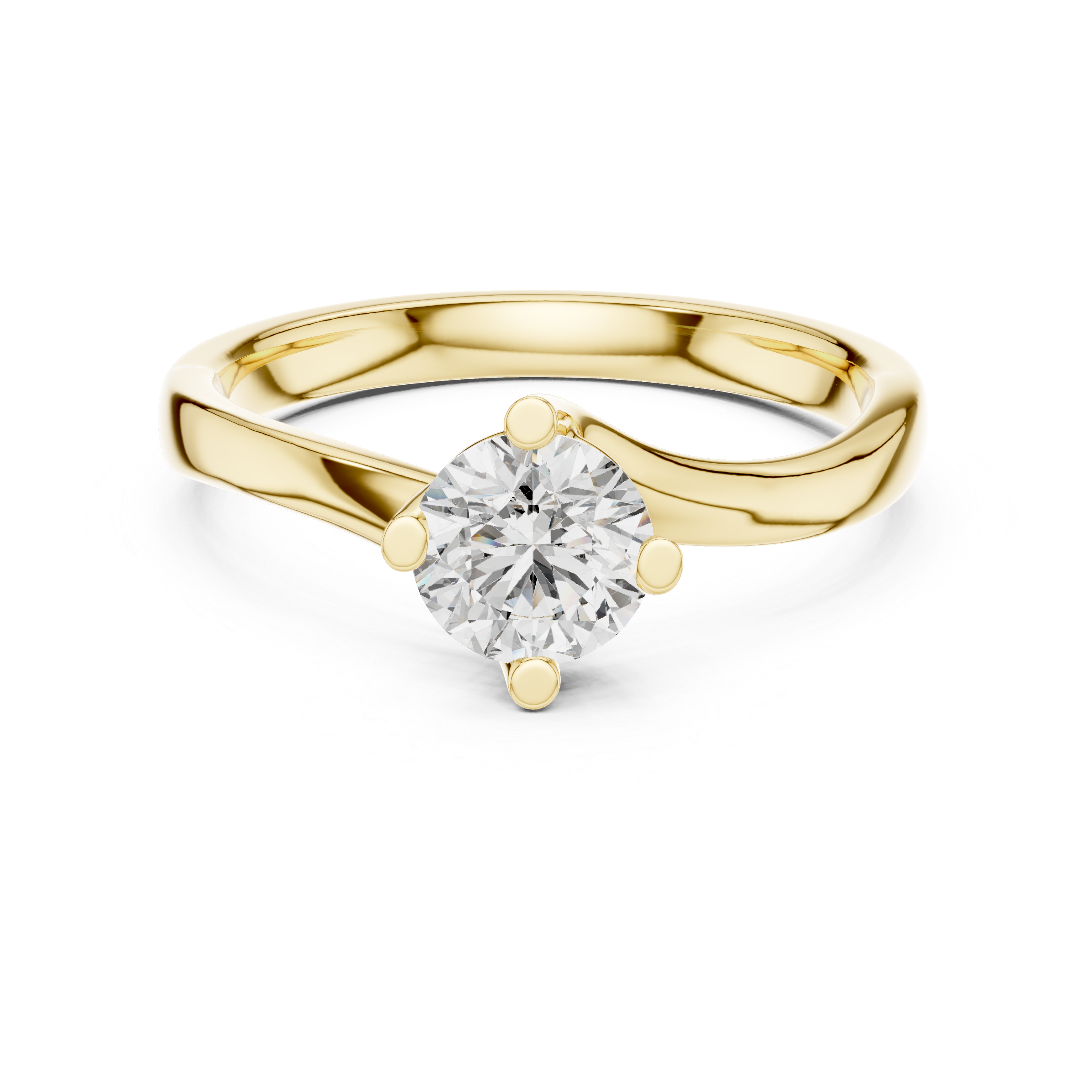 Twisted Solitaire Engagement Ring with Round Cut Center Stone
