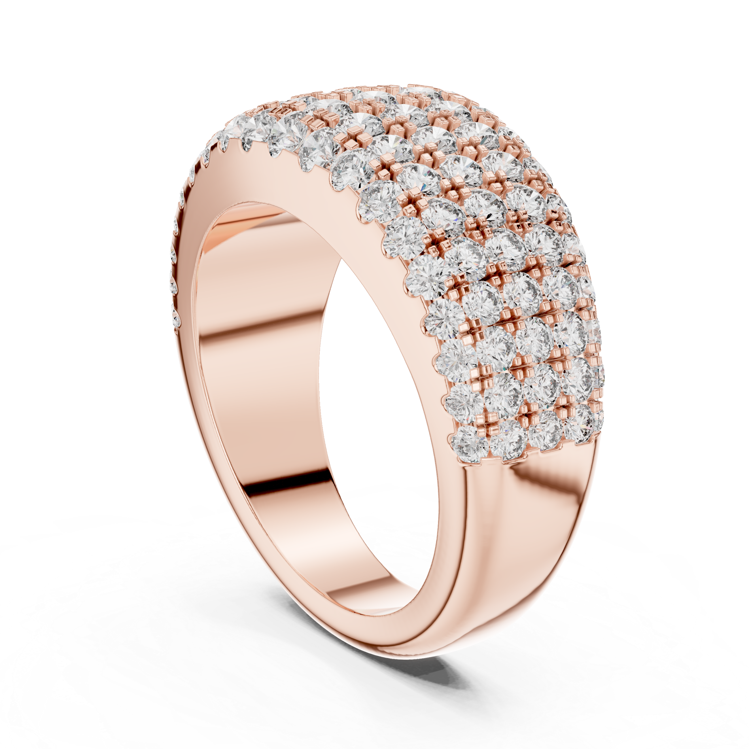 Multi-Row Pavé Diamond Dome Ring