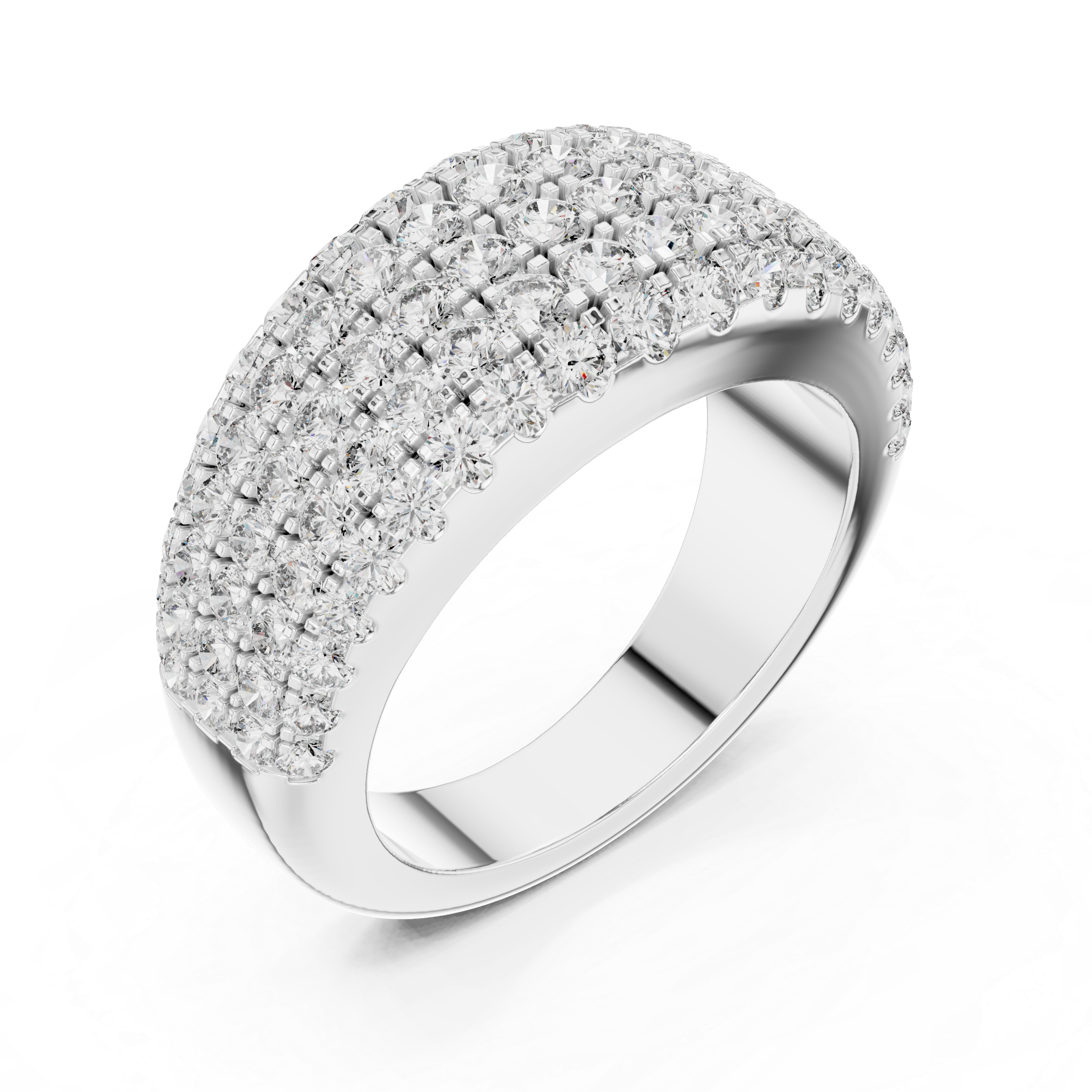 Multi-Row Pavé Diamond Dome Ring