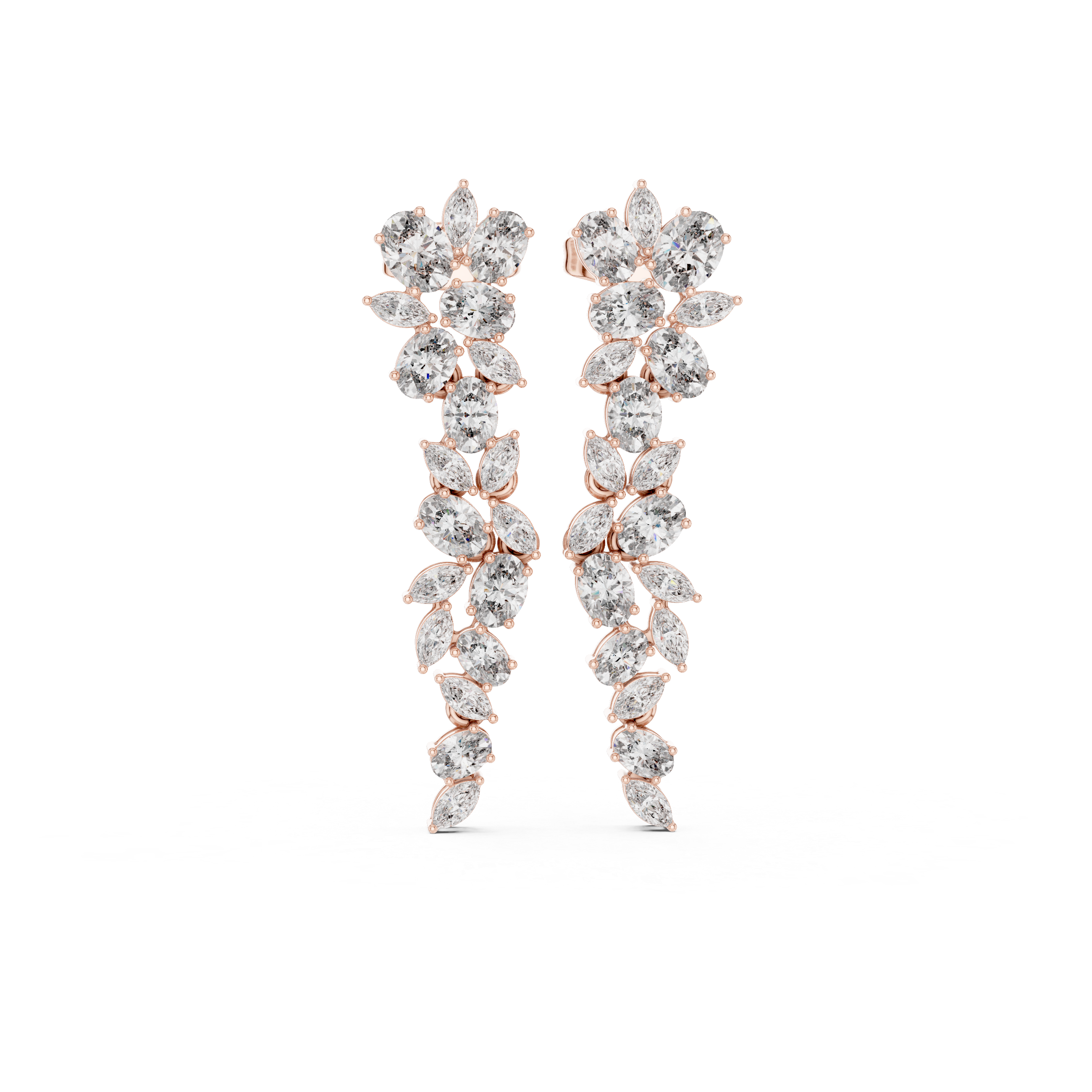 Luxury Floral Diamond Drop Earrings