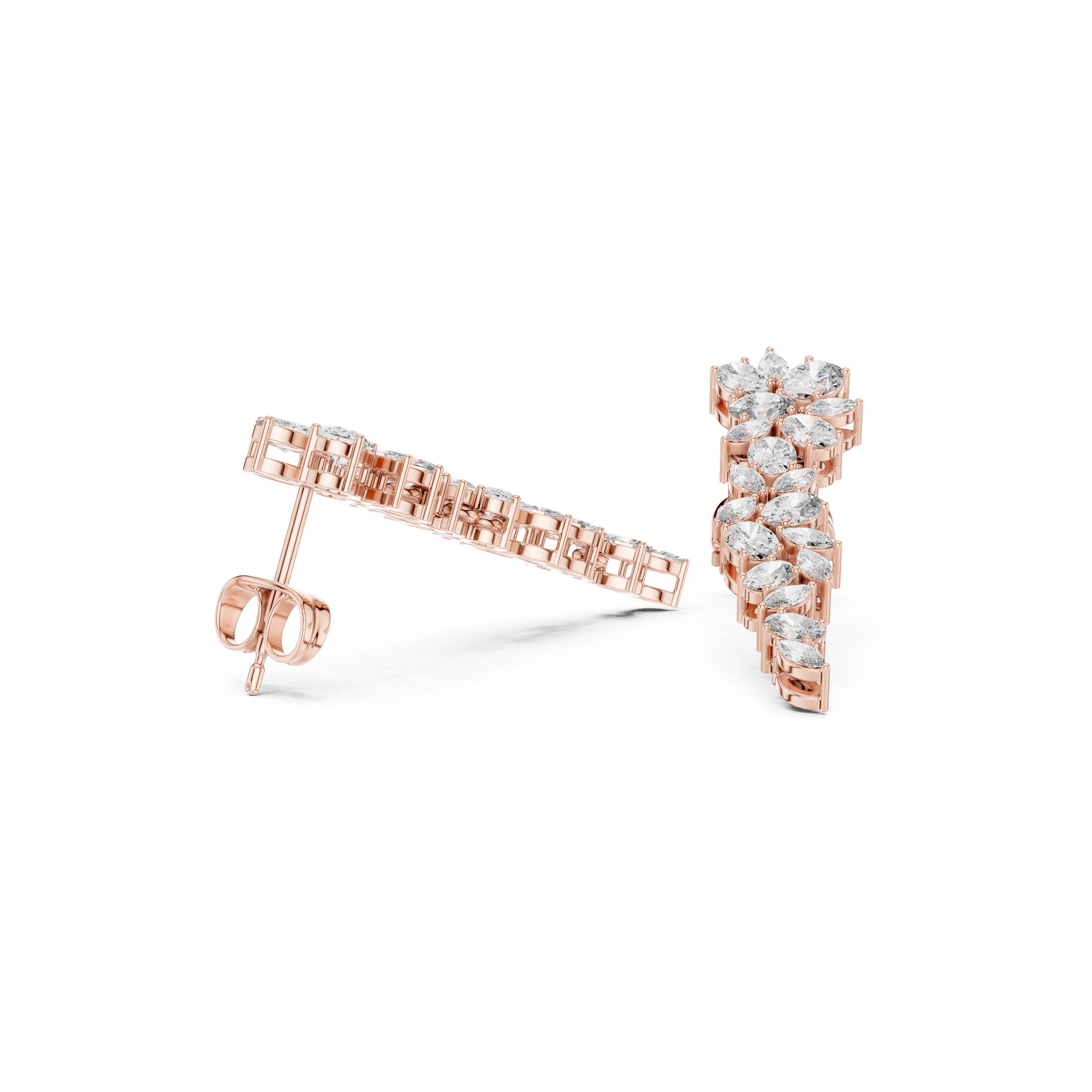 Luxury Floral Diamond Drop Earrings