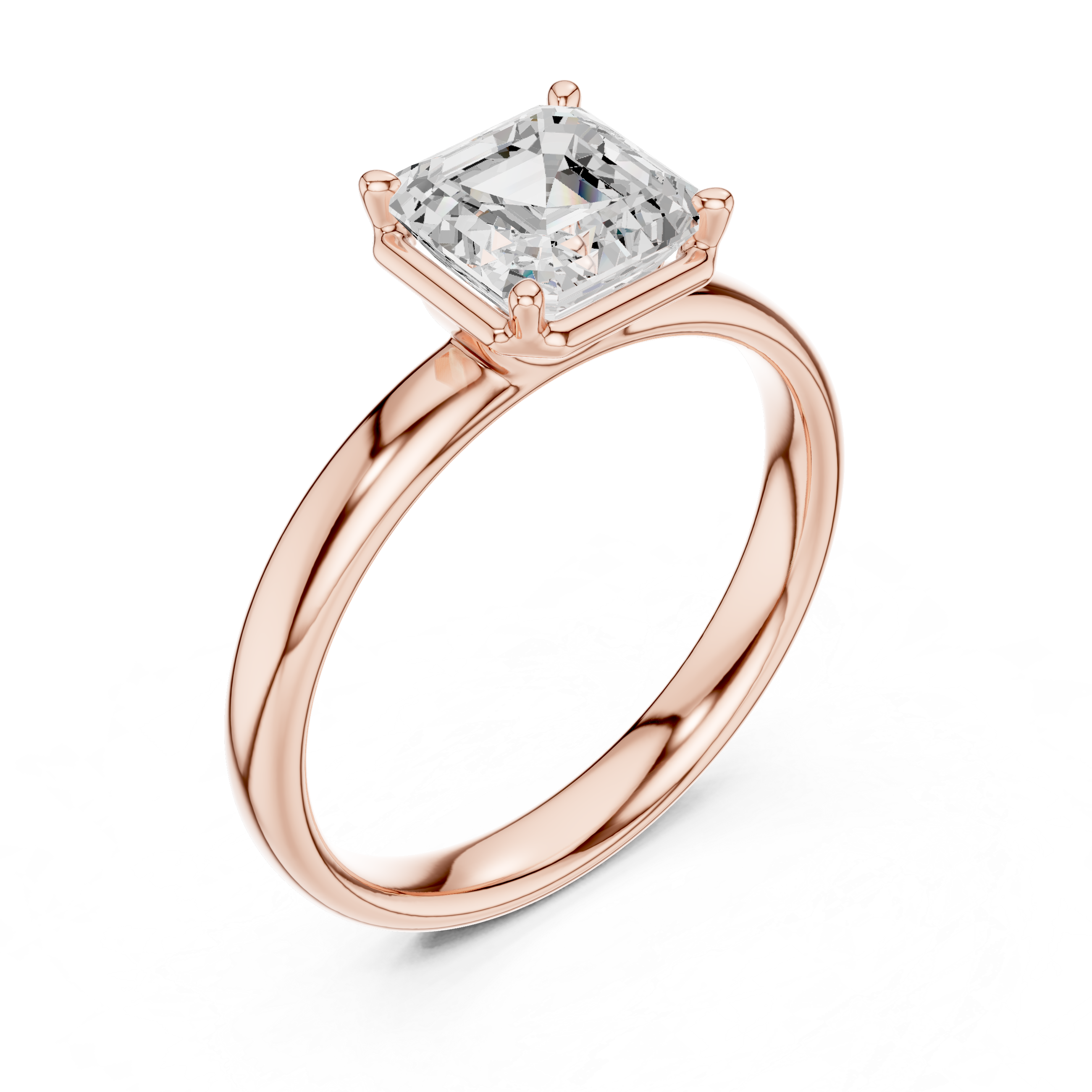 Asscher Cut Solitaire Ring – Classic Minimal Prong Setting