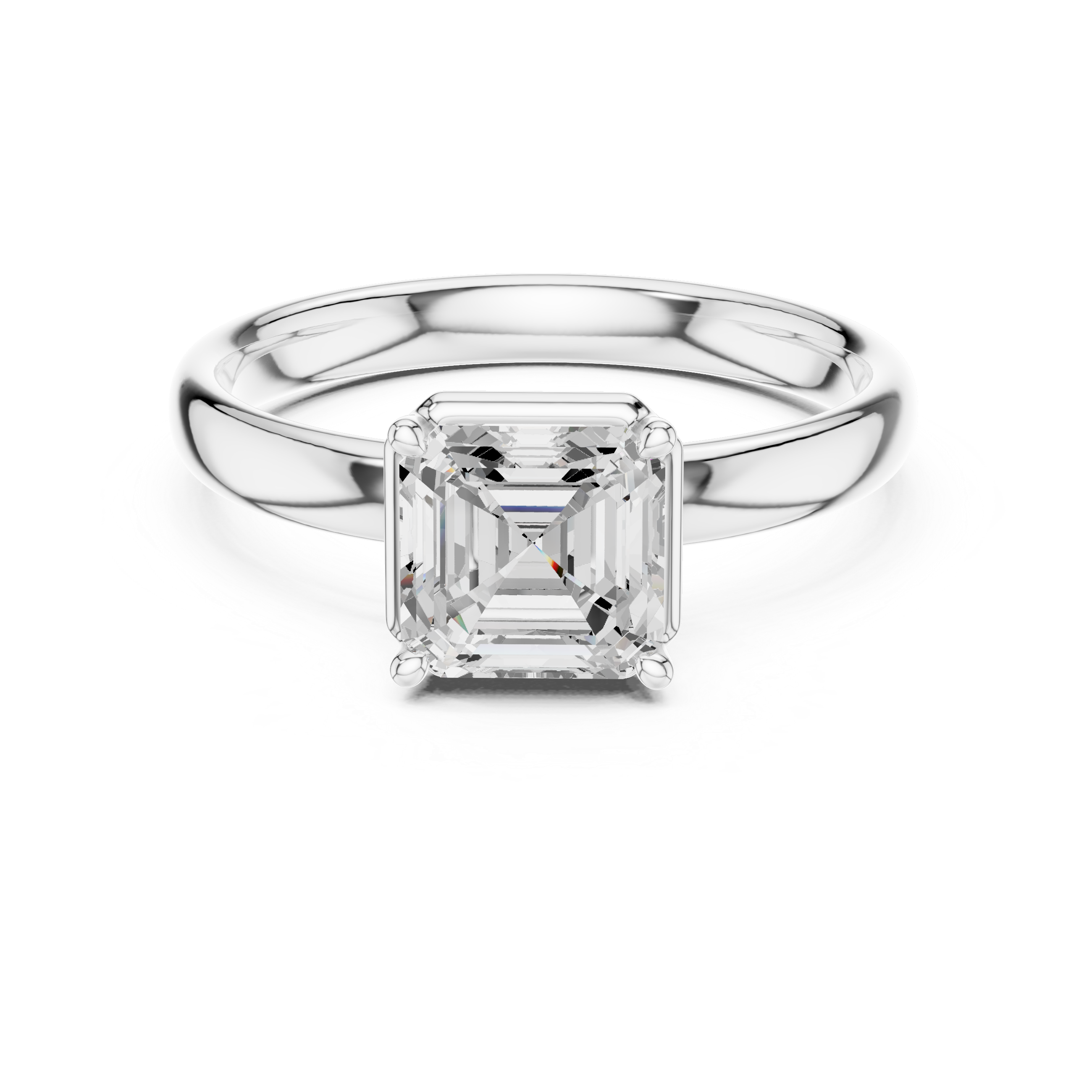 Asscher Cut Solitaire Ring – Classic Minimal Prong Setting