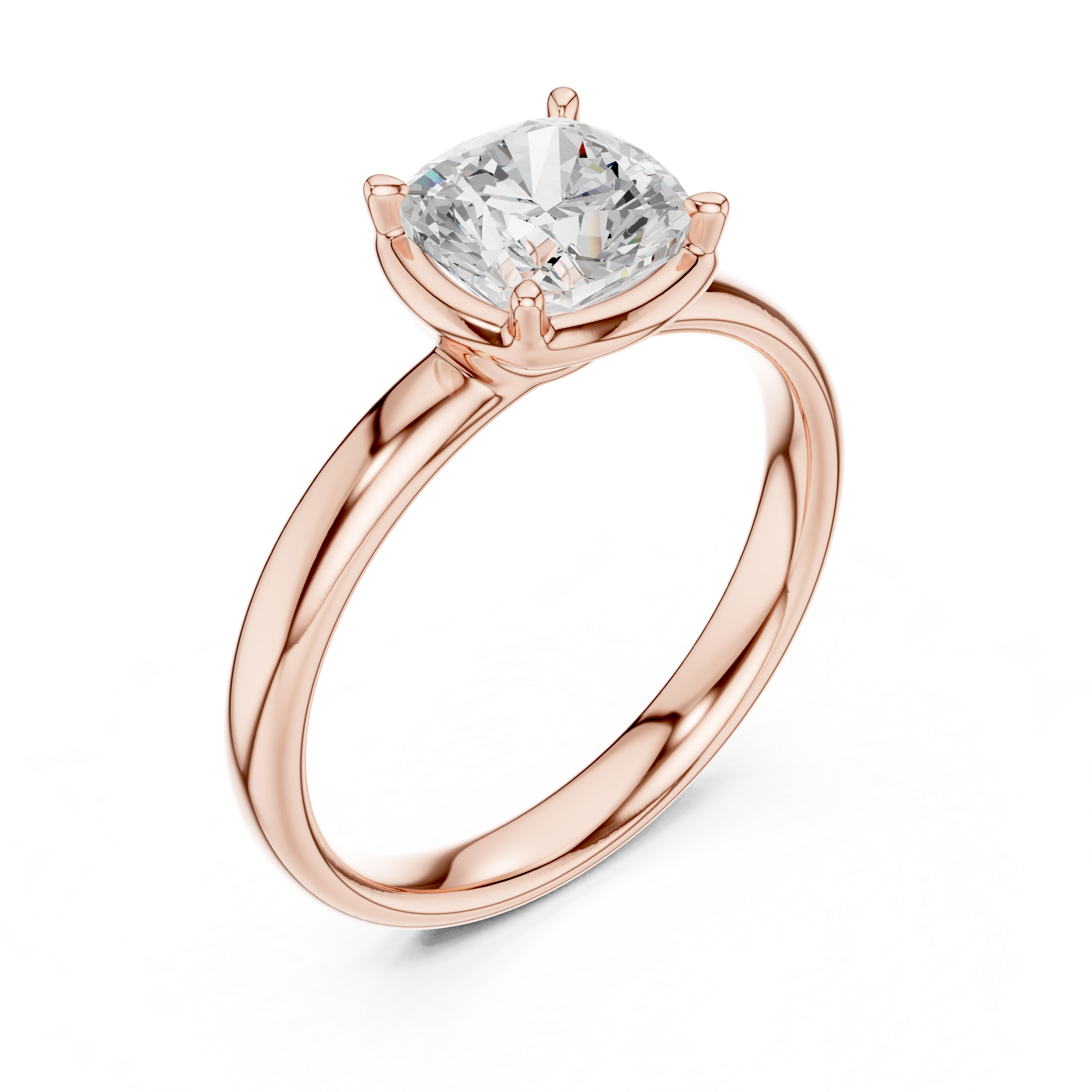 Cushion Cut Solitaire Ring – Soft Edge Classic Design