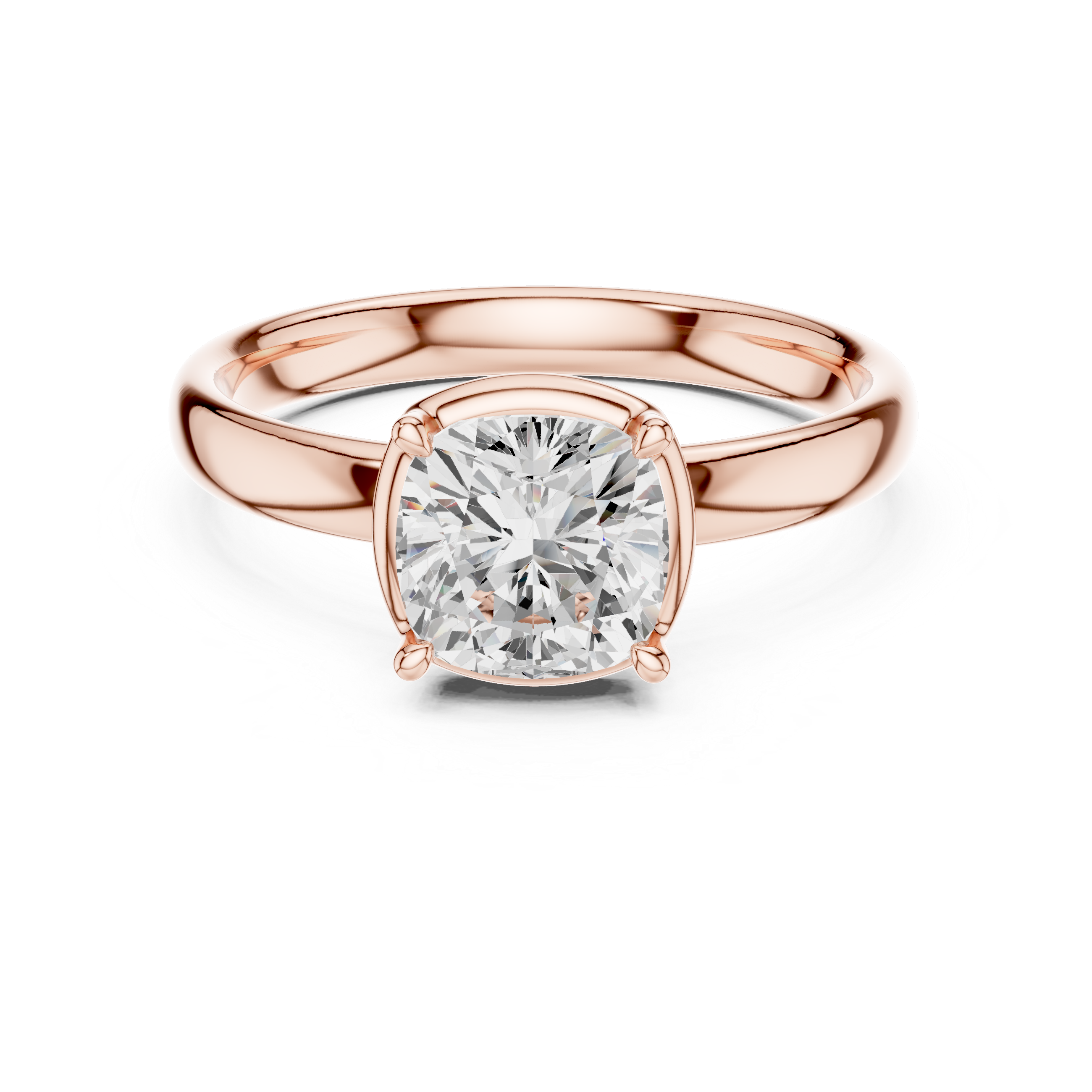 Cushion Cut Solitaire Ring – Soft Edge Classic Design