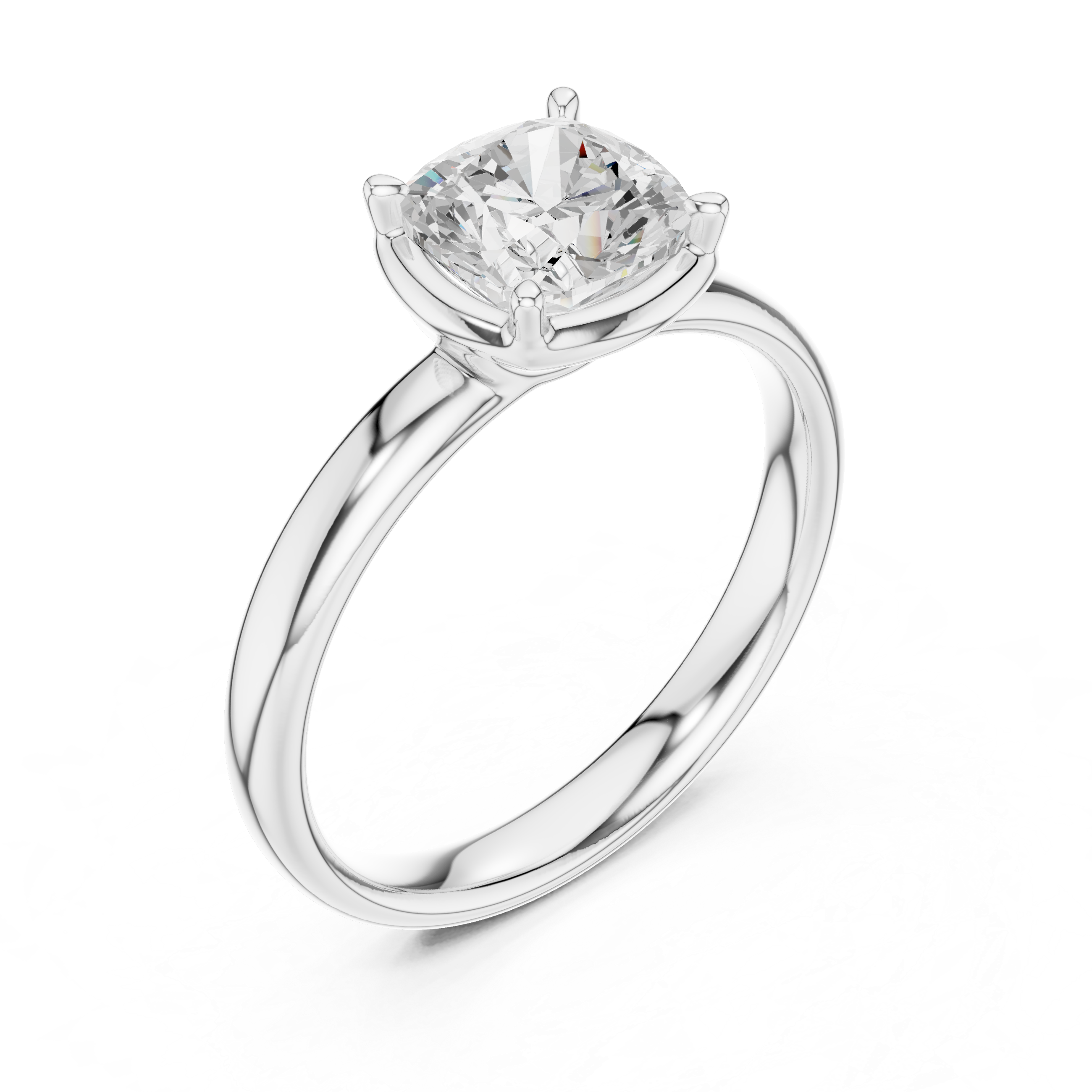 Cushion Cut Solitaire Ring – Soft Edge Classic Design