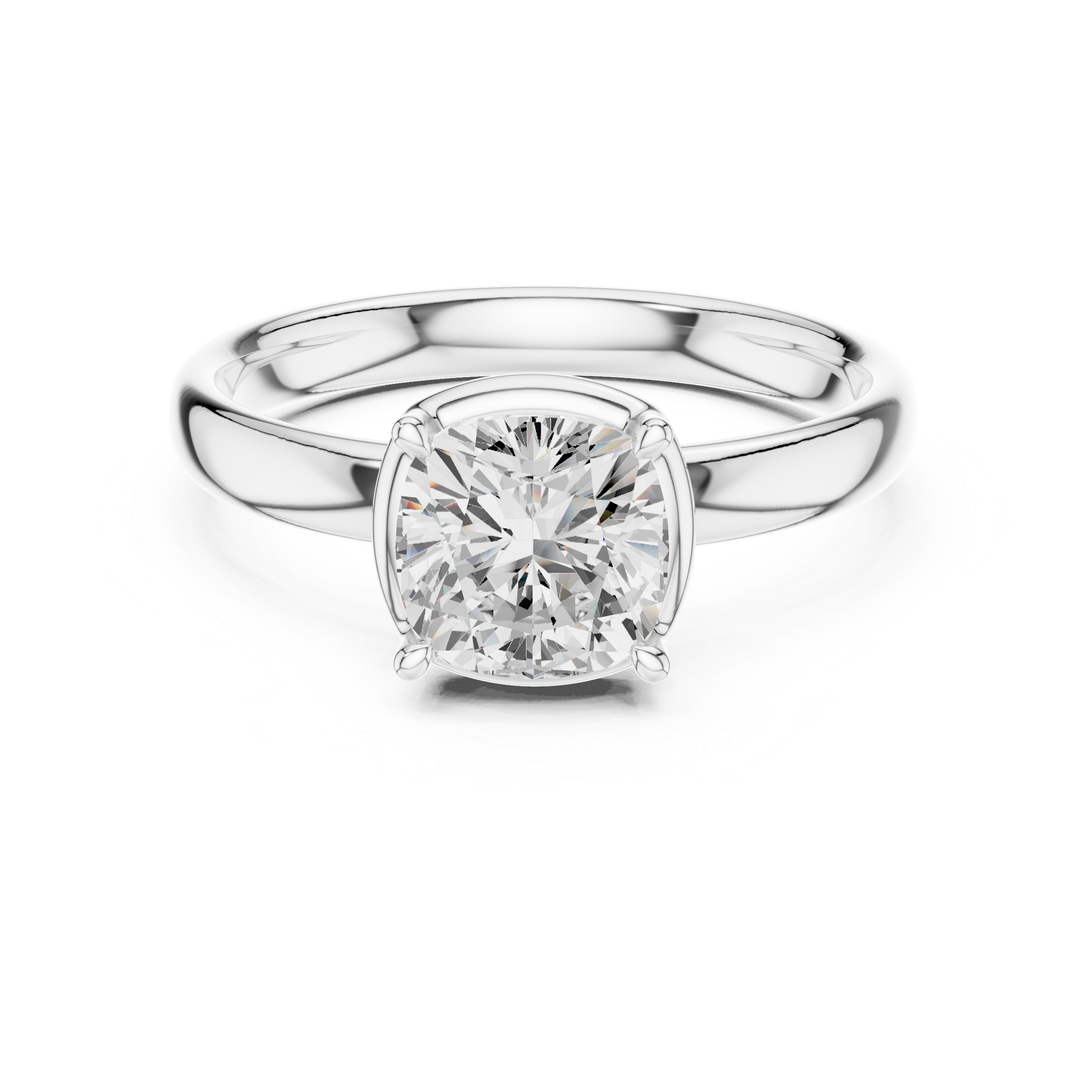 Cushion Cut Solitaire Ring – Soft Edge Classic Design