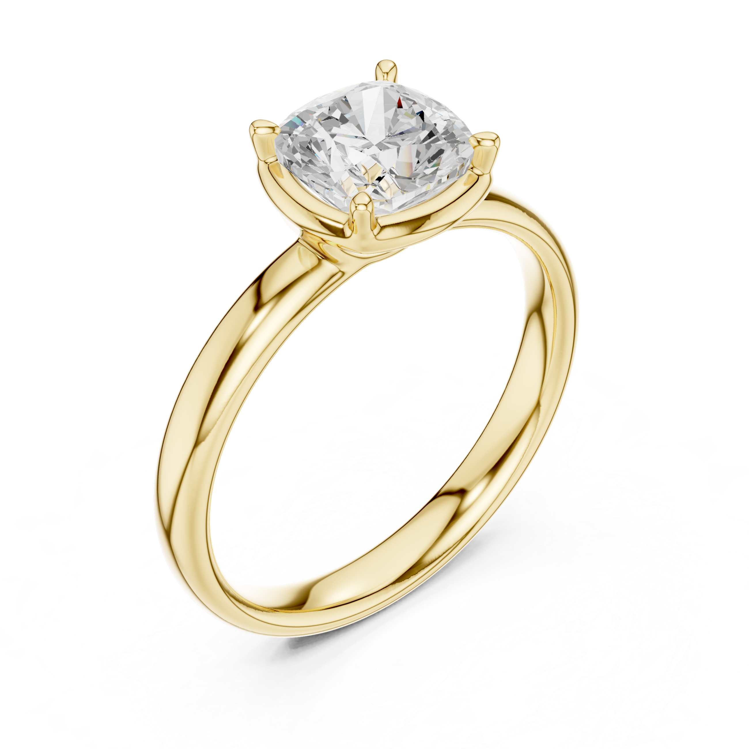 Cushion Cut Solitaire Ring – Soft Edge Classic Design