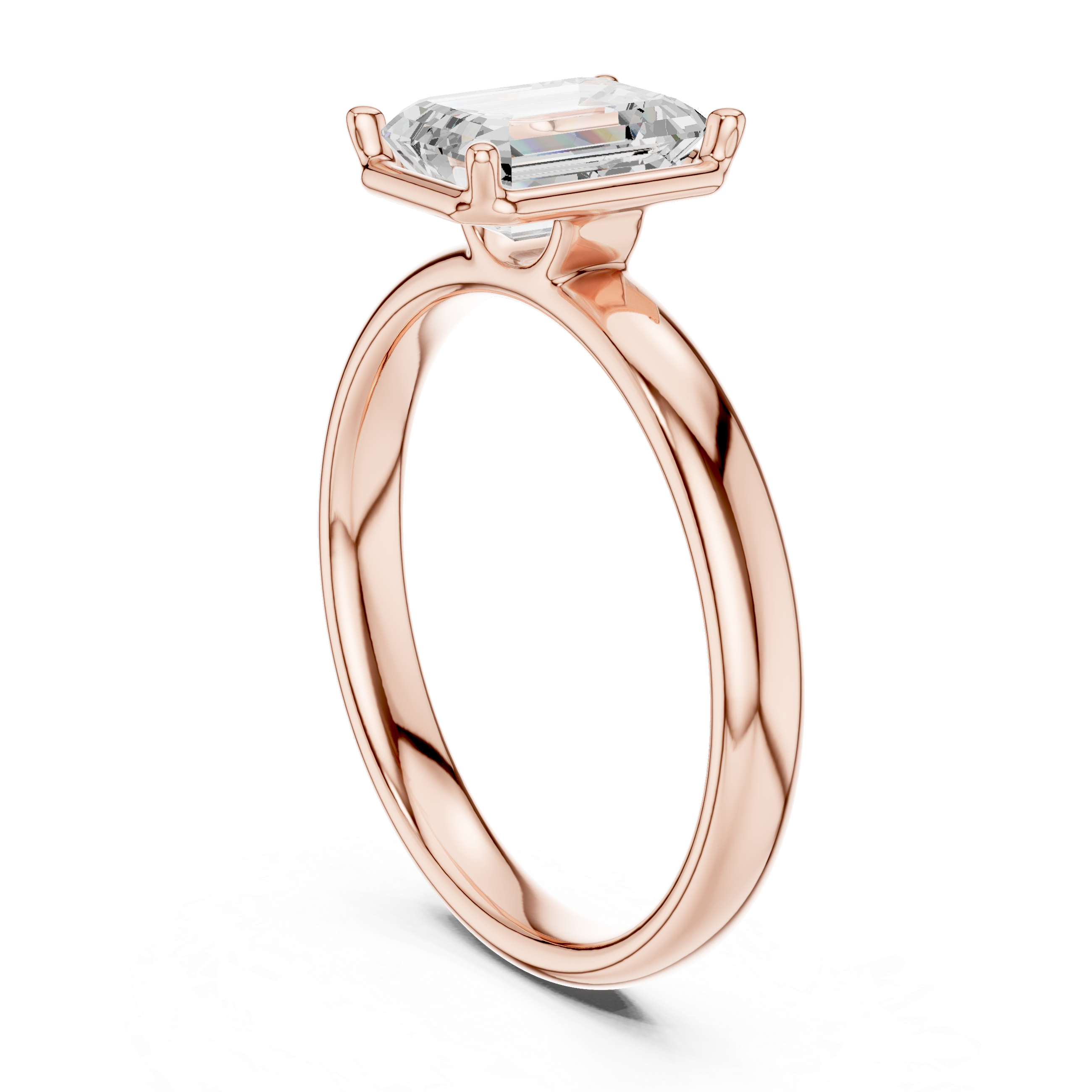 Emerald Cut Solitaire Ring – Sleek Minimal Prong Design