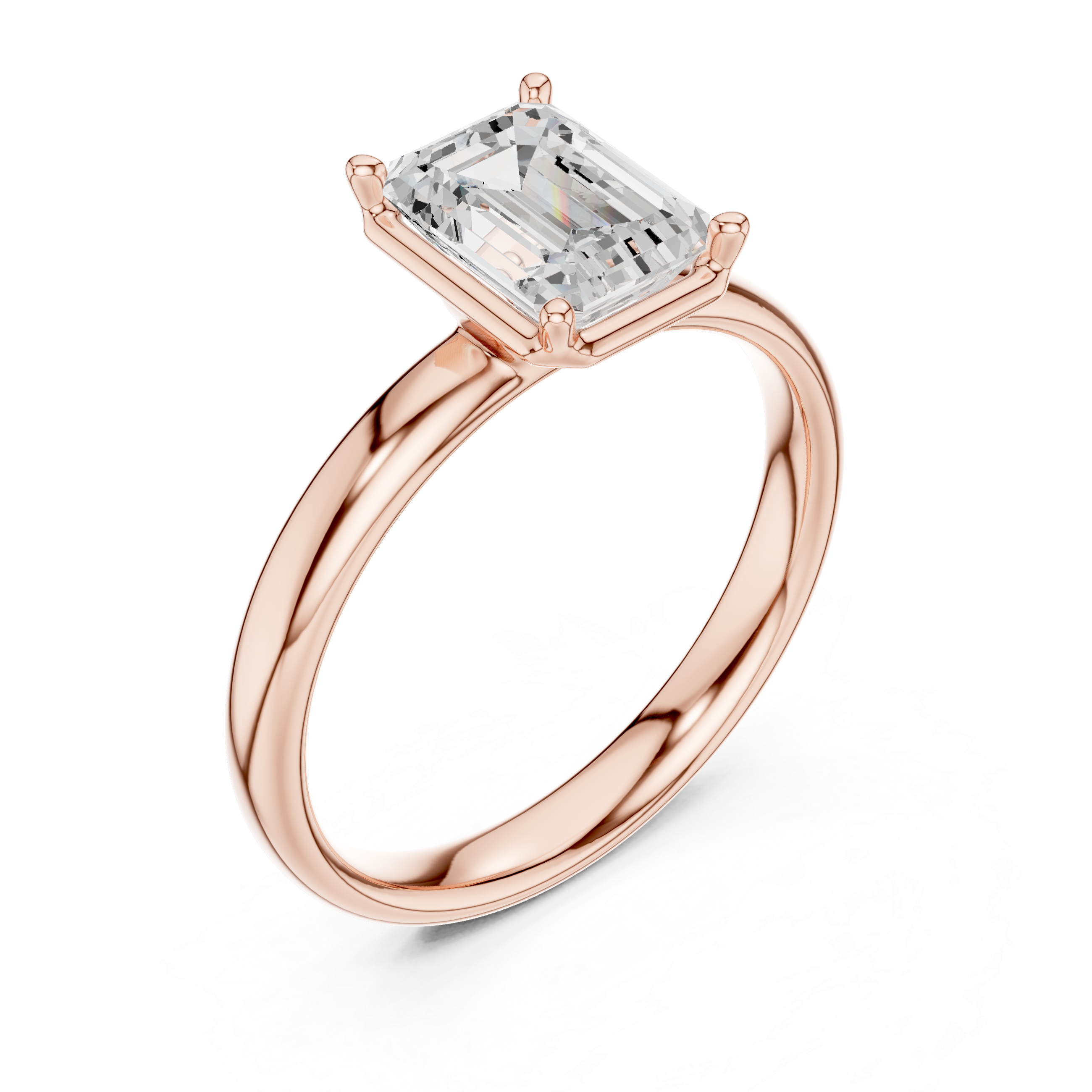 Emerald Cut Solitaire Ring – Sleek Minimal Prong Design