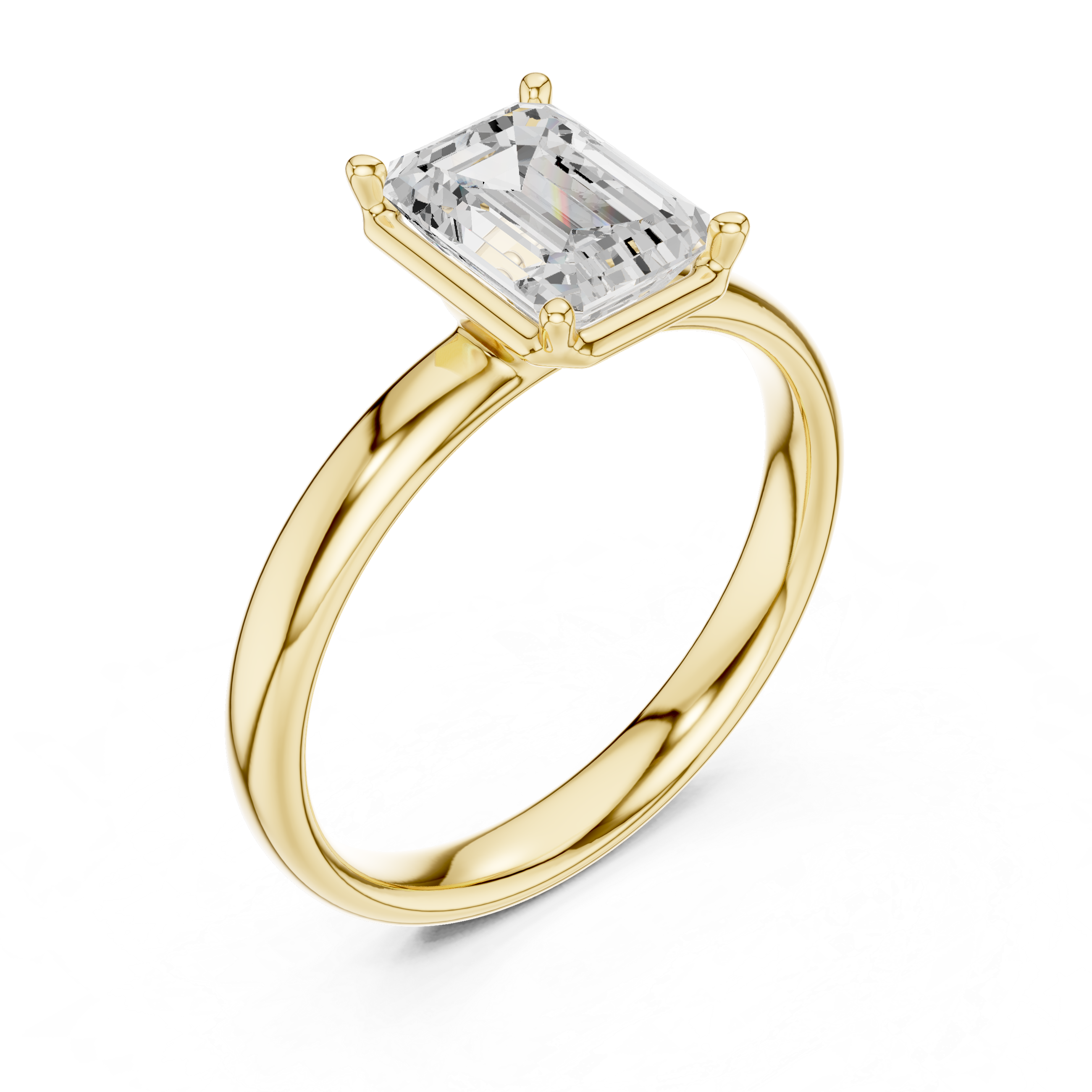 Emerald Cut Solitaire Ring – Sleek Minimal Prong Design